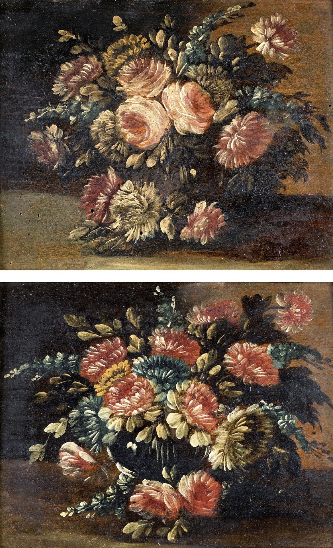 Scuola Italiana del XIX secolo Still life of flowers 镀金木的模制框架