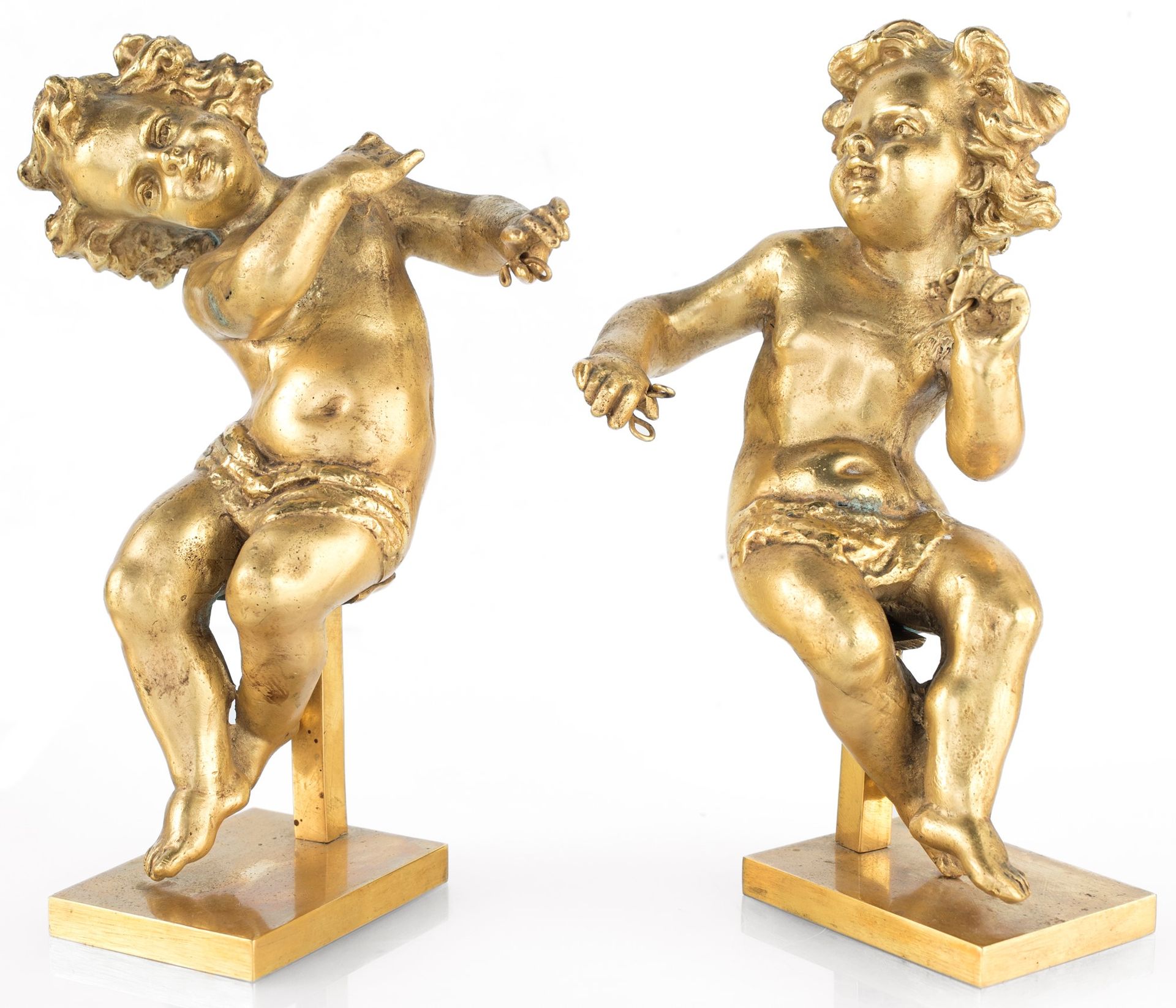 Pair of small gilt bronze sculptures, Naples, late 18th / early 19th century rep&hellip;