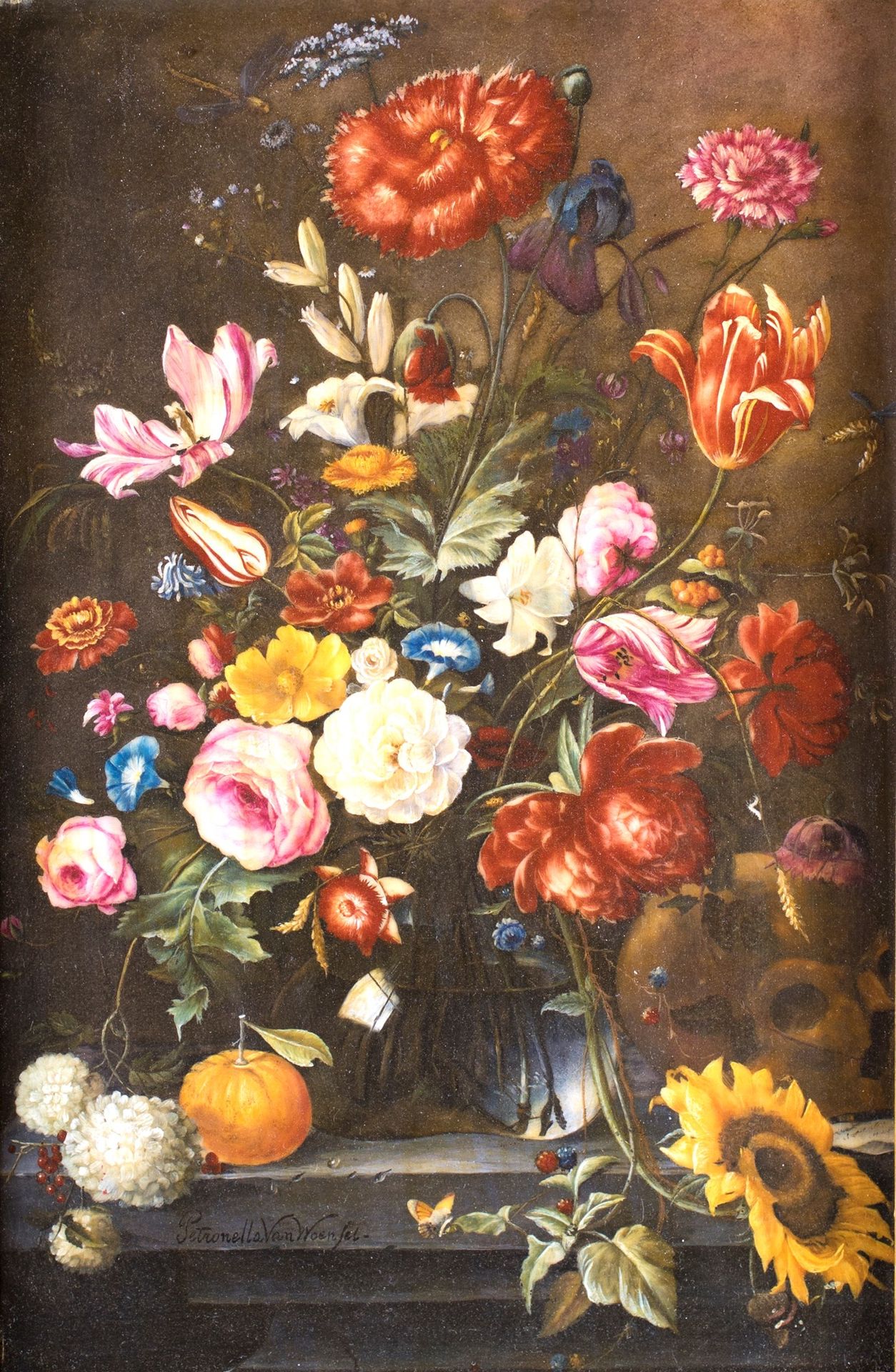 Petronella Van Woensel Still life of flowers 左下方有签名：Petronella Van Woensel