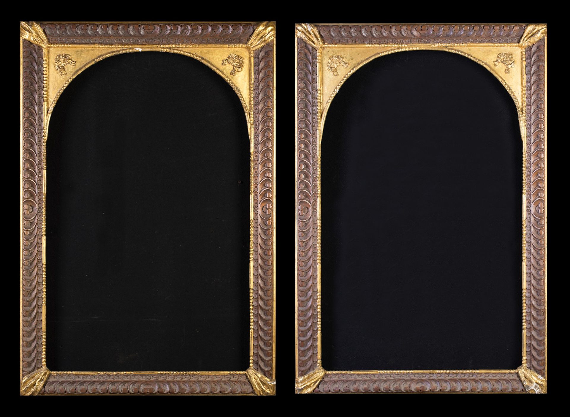 Pair of frames in gilded and lacquered wood, 19th century 124x83 cm - luz interi&hellip;
