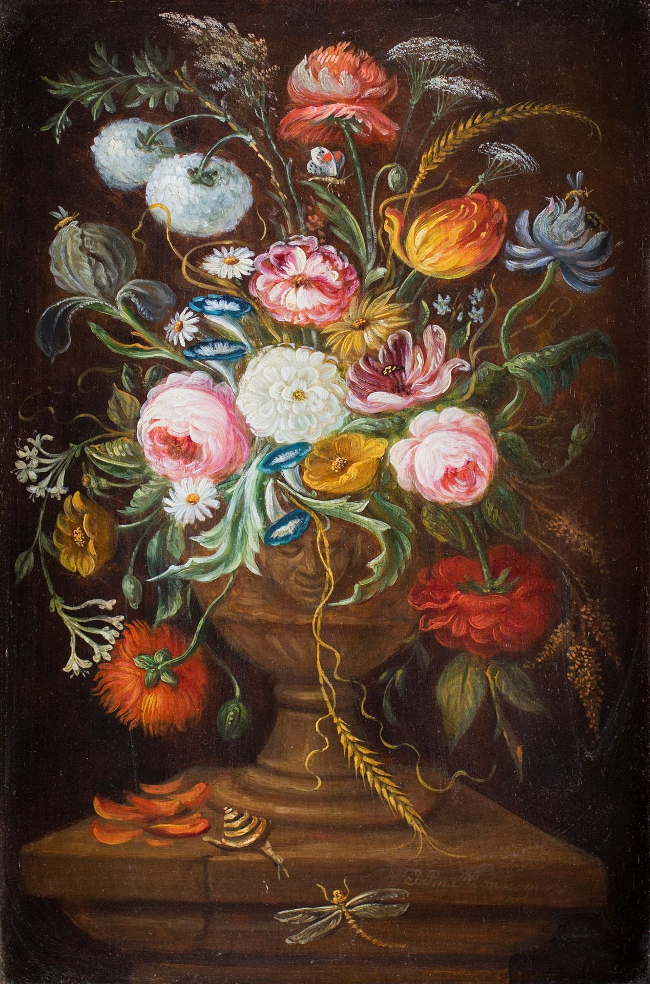 Pittore del XIX secolo Still life of flowers Écrit en bas à droite : J.B. Monnoy&hellip;