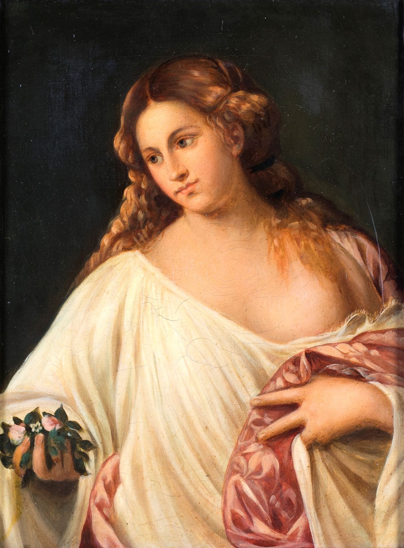 Pittore del XIX secolo Flora 画布上的油画