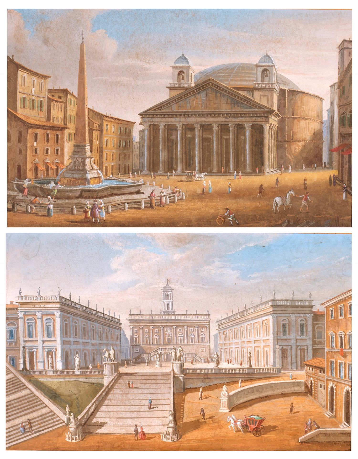 A) View of the Campidoglio b) Piazza della Rotonda and the Pantheon with Bernini&hellip;