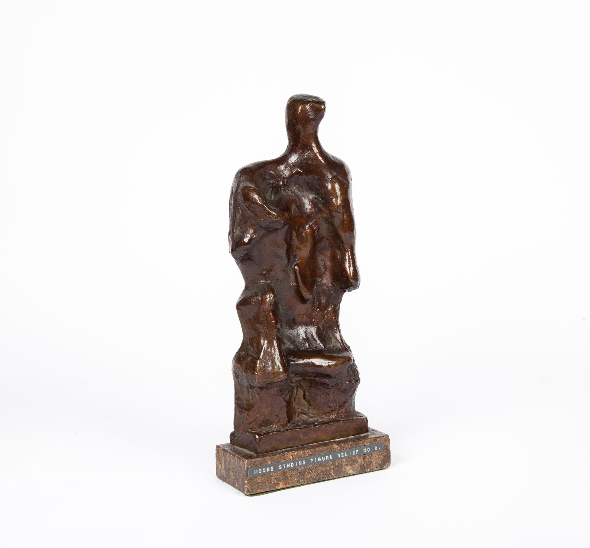 Henry Moore Standing Figure Relief n.2 青铜雕塑25.5 h x 10x3.5 cm - 大理石底座3 h x 12x5 &hellip;