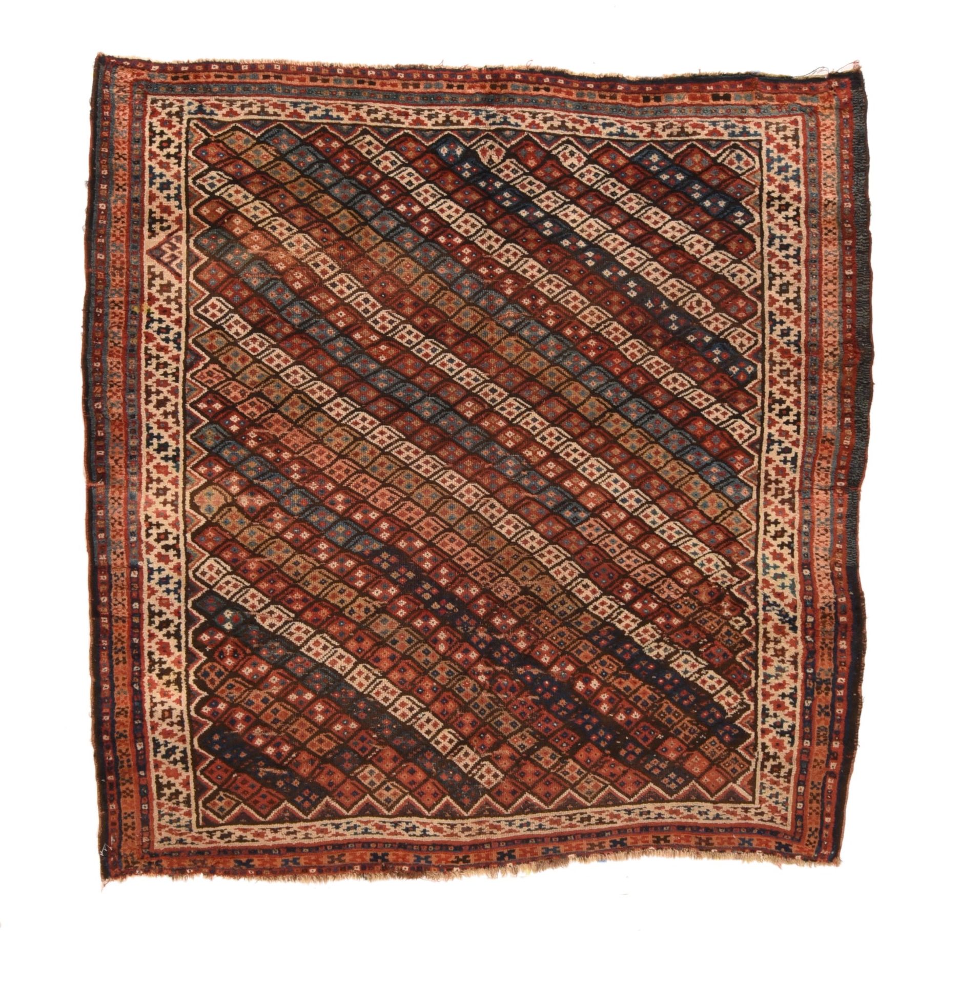 Null 古董Bakhtiari地毯，6'6" x 6'7" ( 1.98 x 2.01 M )