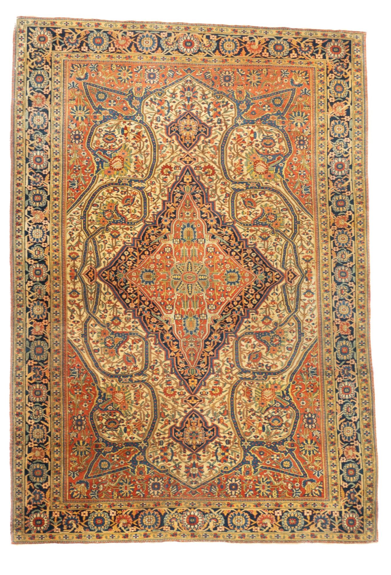 Null Antiker Mohtasham Kashan Teppich, 4'7" x 6'6" ( 1.40 x 1.98 M )