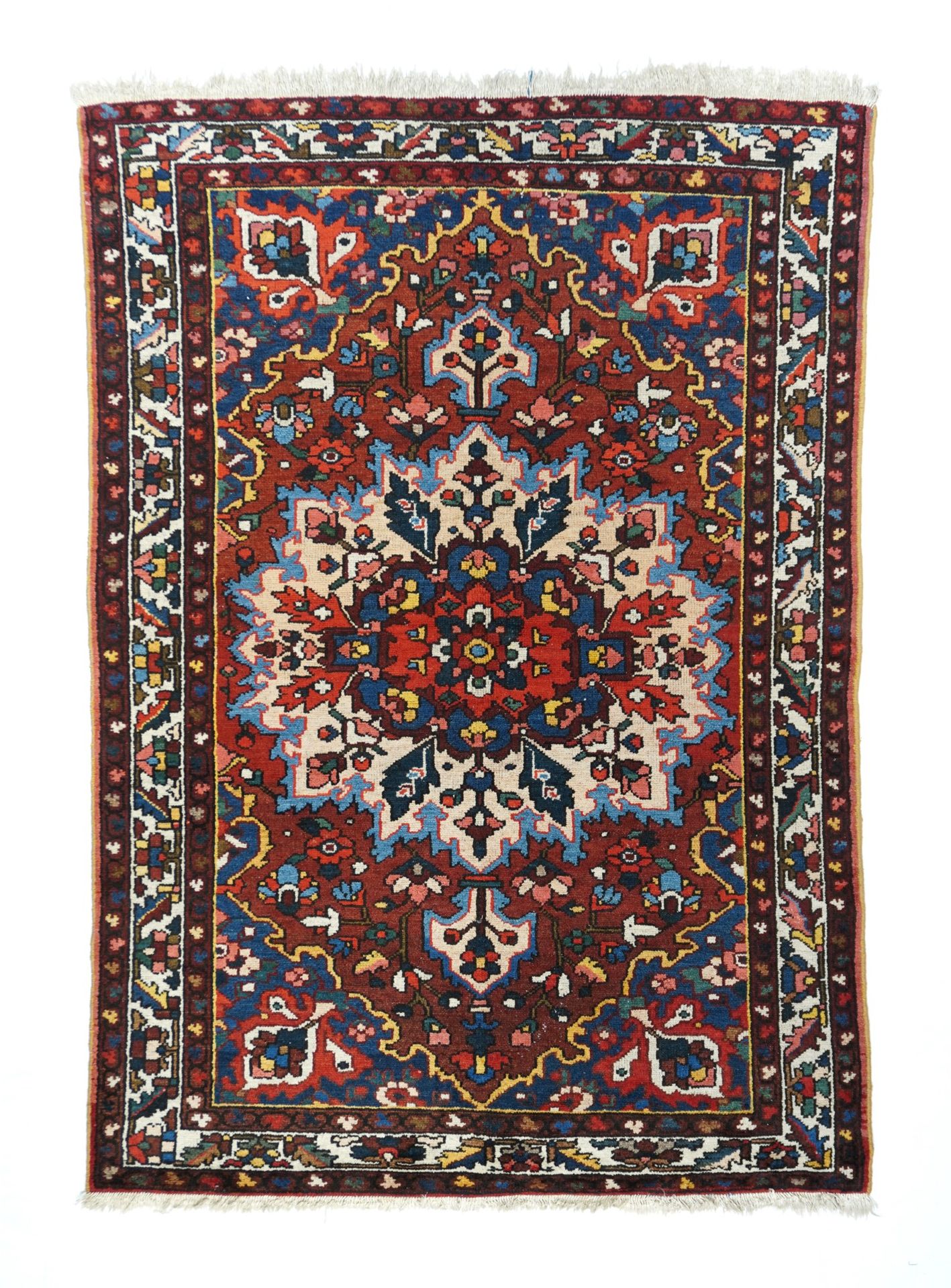 Null 复古Bakhtiari地毯，4'7" x 6'6" ( 1.40 x 1.98 M )