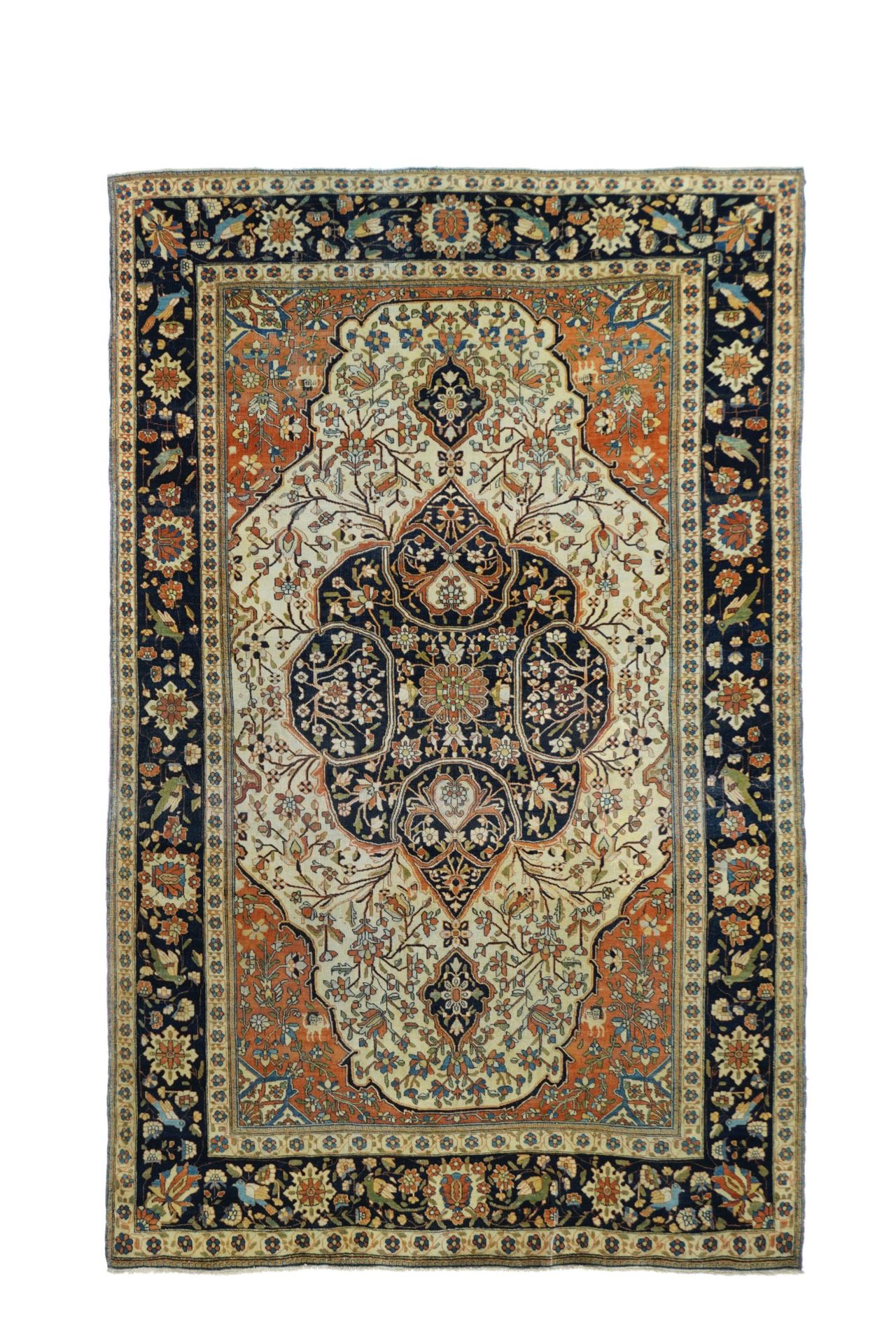 Null 古董Mohtasham Kashan地毯，4'5" x 6'9" ( 1.35 x 2.06 M )