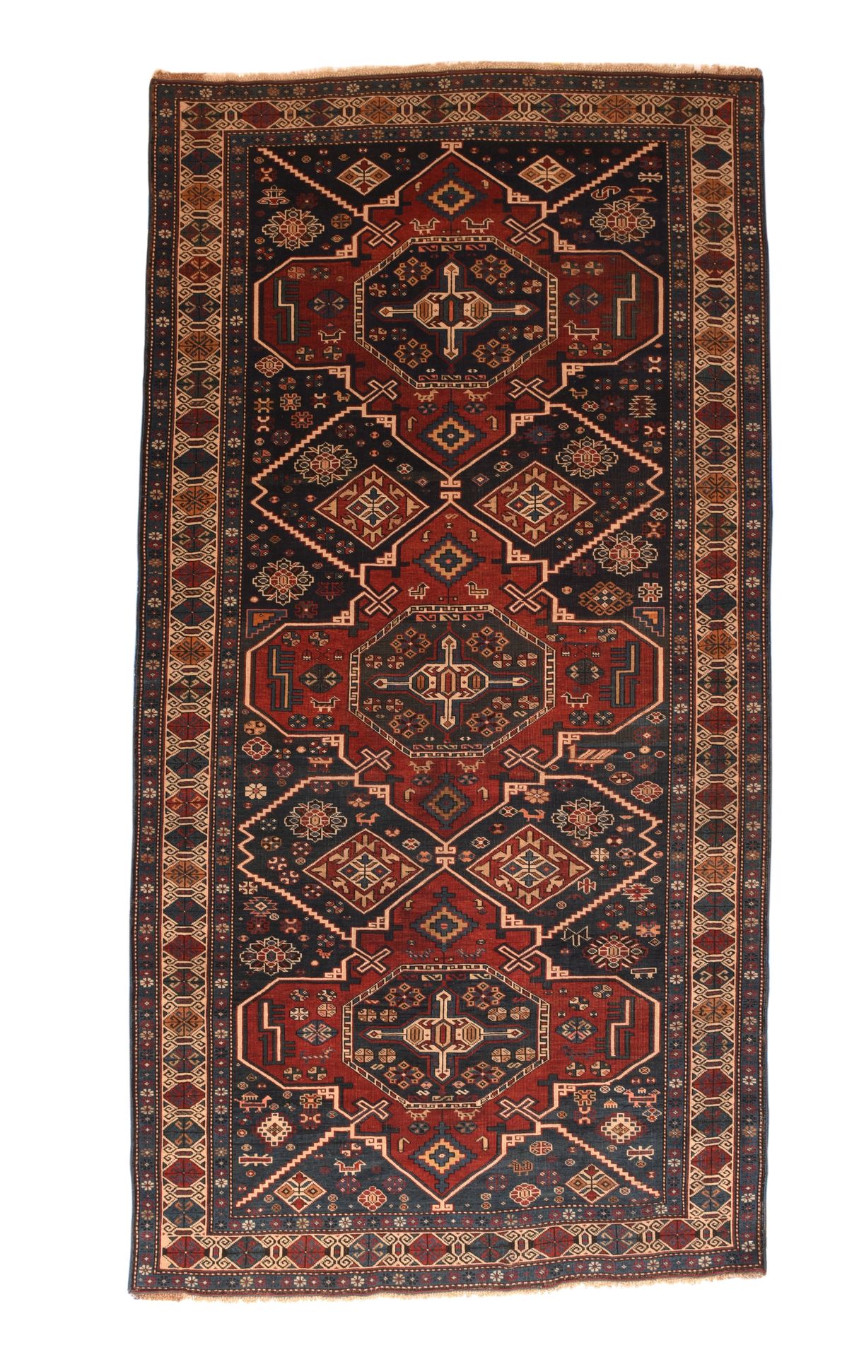 Null 古老的Shrivan地毯，4'4'' x 8'5'' ( 1.32 x 2.57 M )