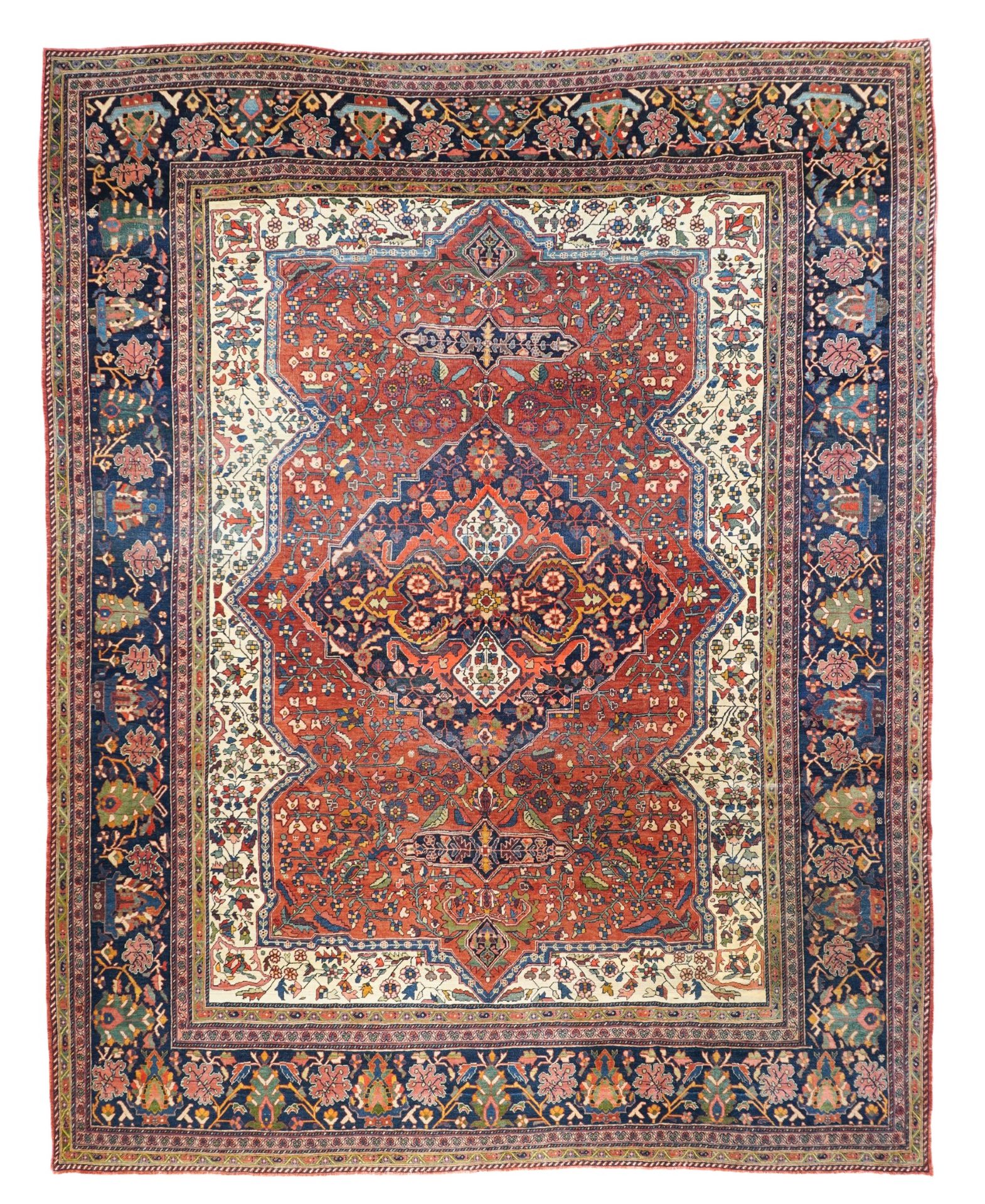 Null 古董法拉汉萨鲁克地毯，8'11" x 11'4" ( 2.72 x 3.45 M )