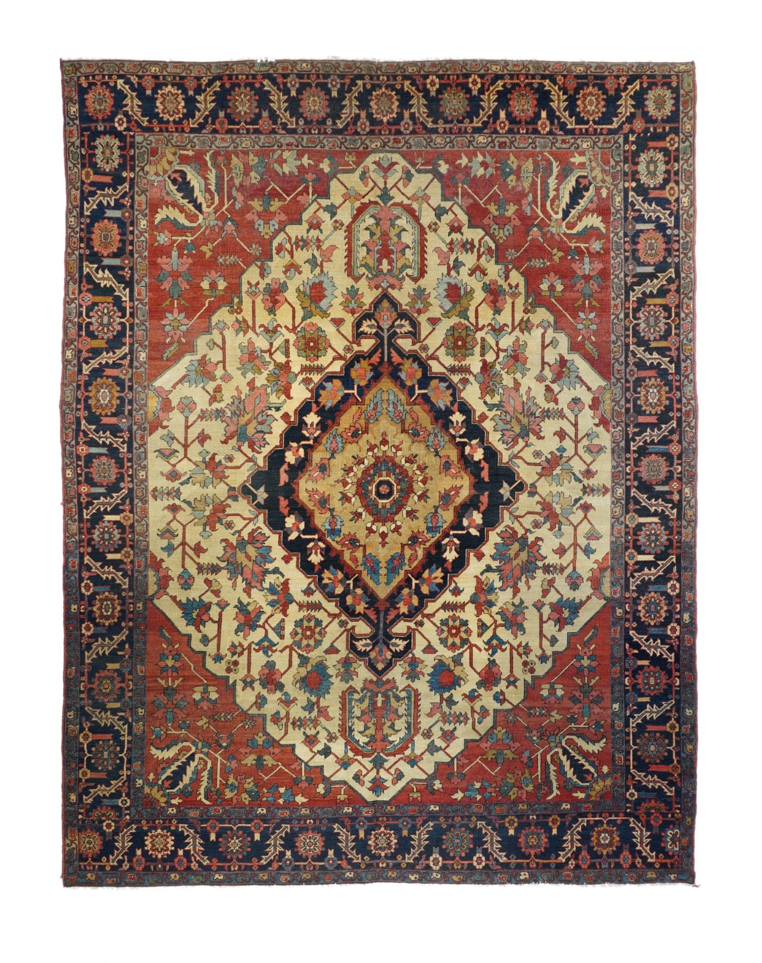 Null 古董塞拉皮地毯，8'10" x 11'8" ( 2.69 x 3.56 M )