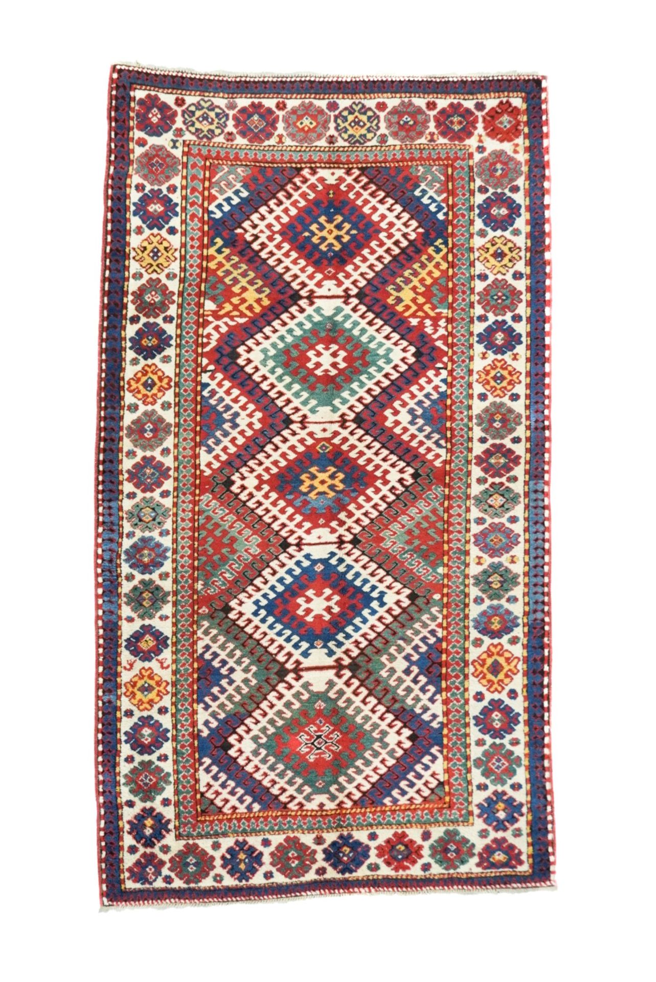 Null 古董卡扎克Borchelou地毯，4'10" x 8'8" ( 1.47 x 2.64 M )