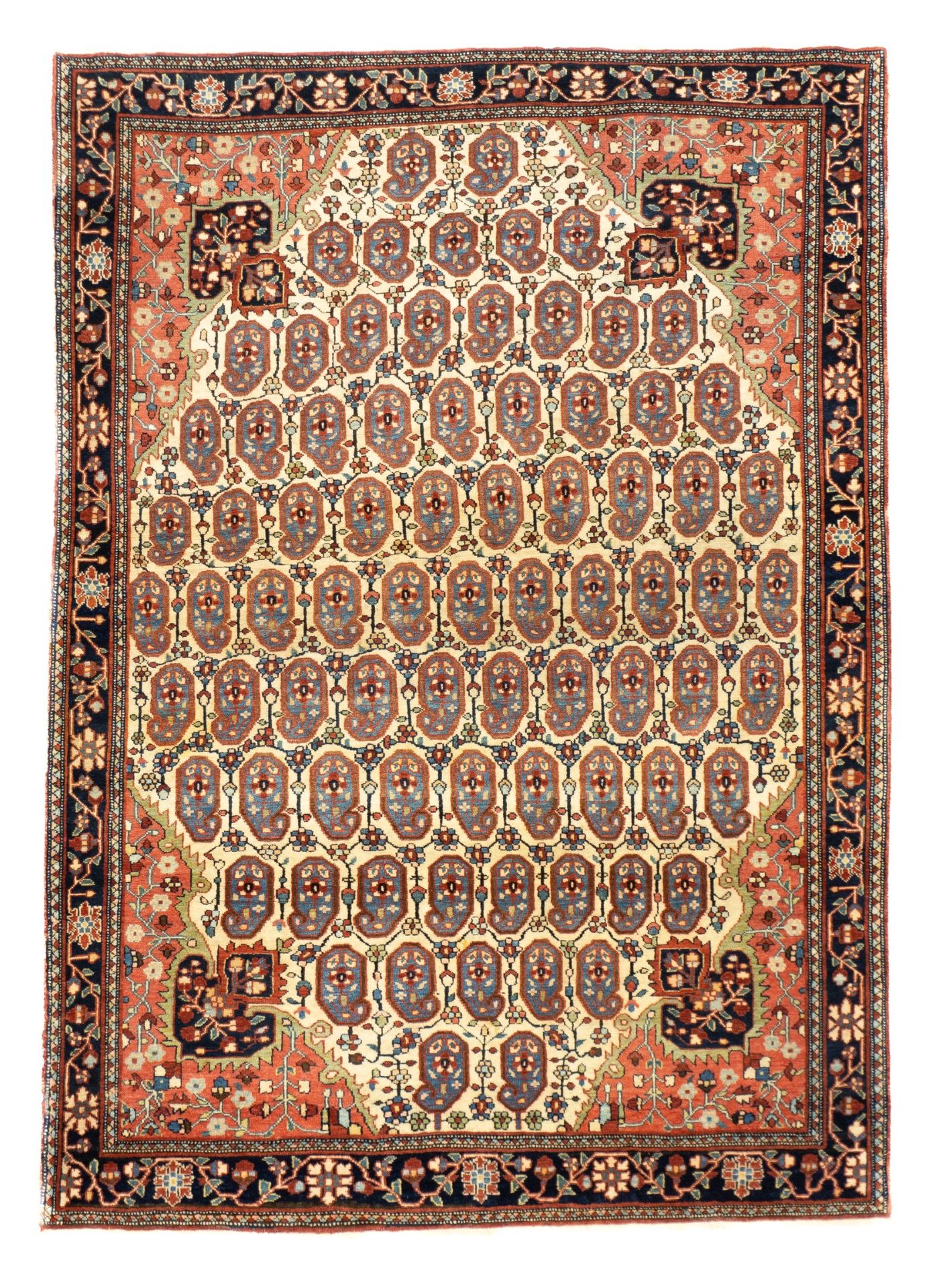 Null 古董法拉汉萨鲁克地毯，3'8" x 5' ( 1.12 x 1.52 M )