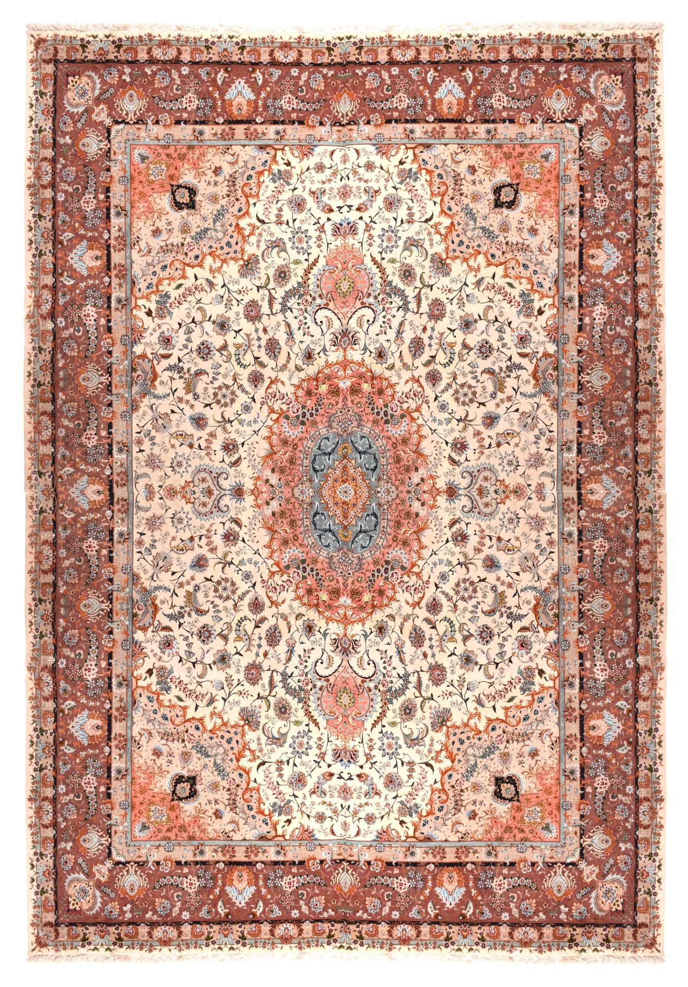 Null Tapis Tabriz extrêmement fin, 9'9'' x 13'0'' ( 2.97 x 3.96 M )