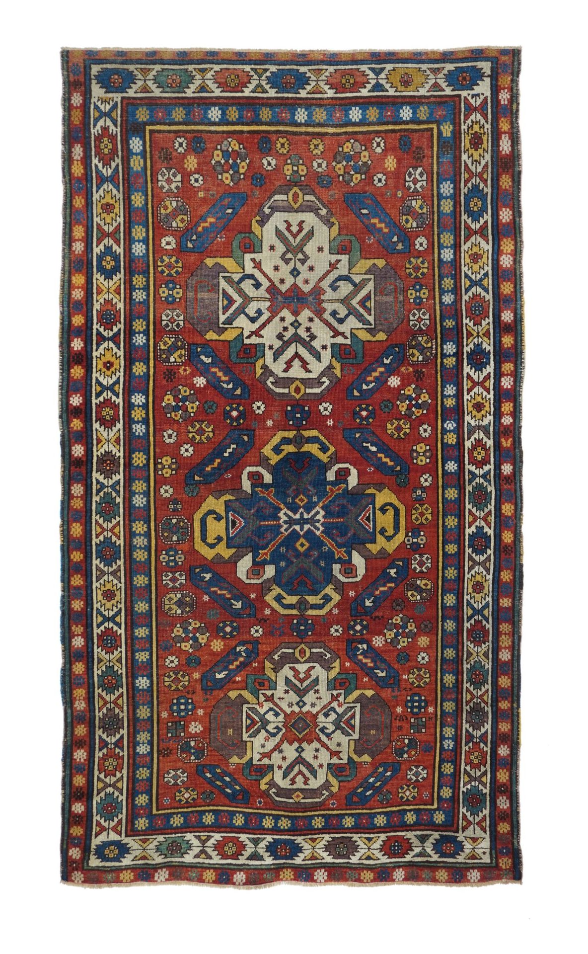 Null Antiker Kazak Teppich, 4'8" x 7'5" ( 1.42 x 2.26 M )