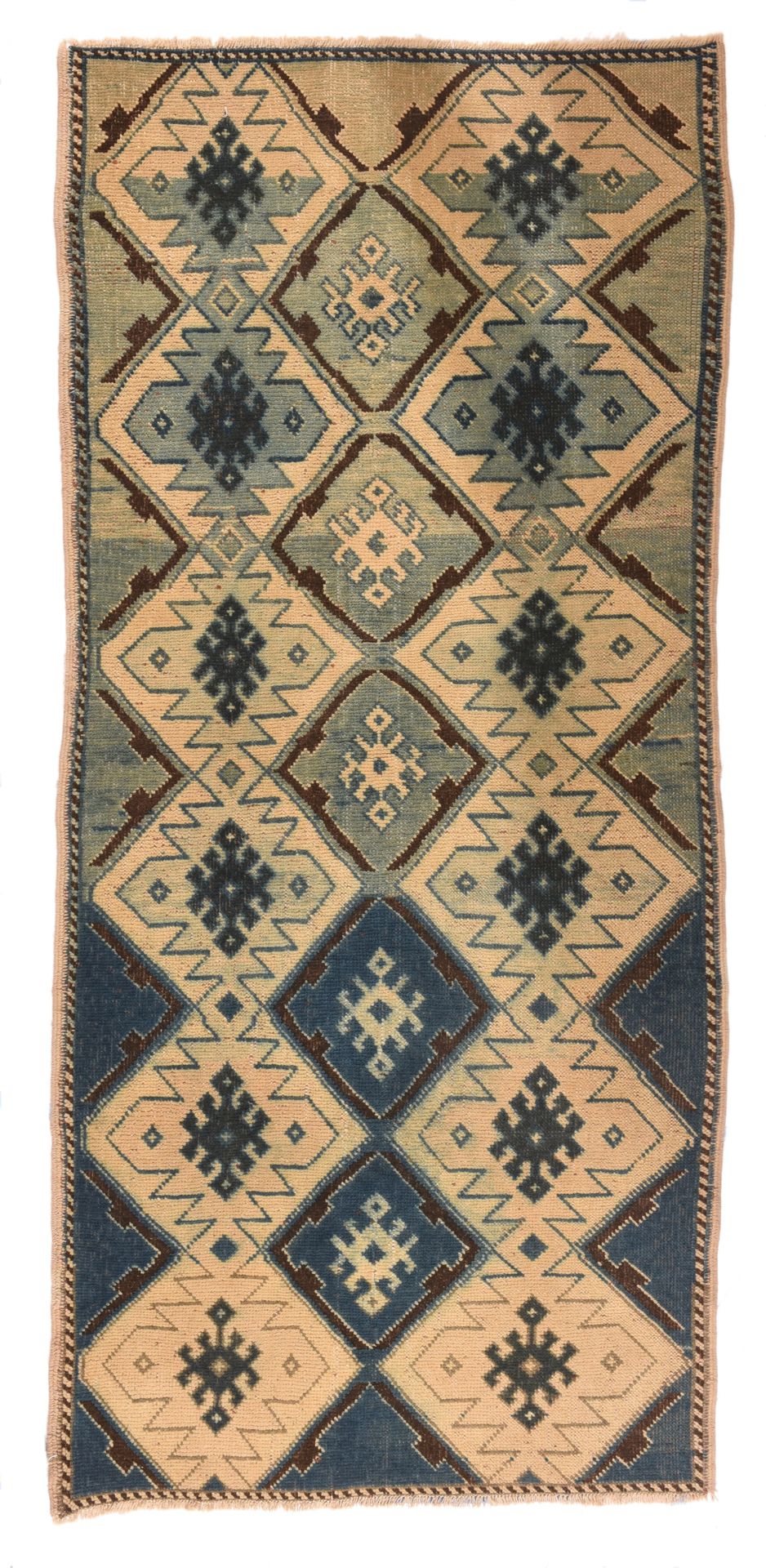 Null Vintage Türkische Wolle Teppich, 3'3" x 6'11" ( 0.99 x 2.11 M )