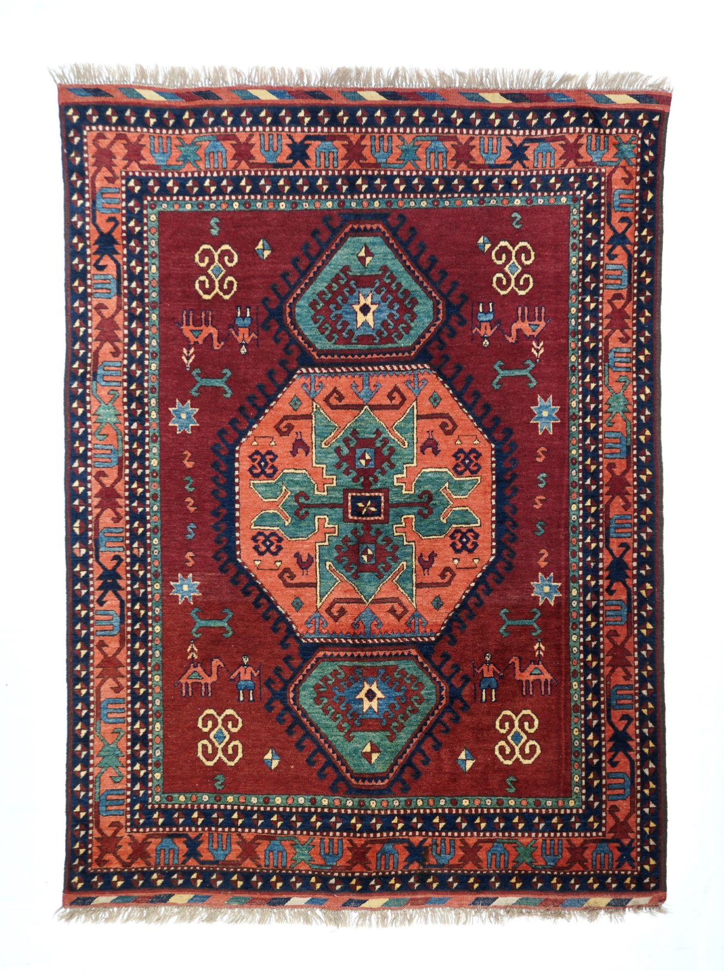 Null Tappeto afghano vintage Kazak, 5'4" x 7'1" (1,63 x 2,16 M)