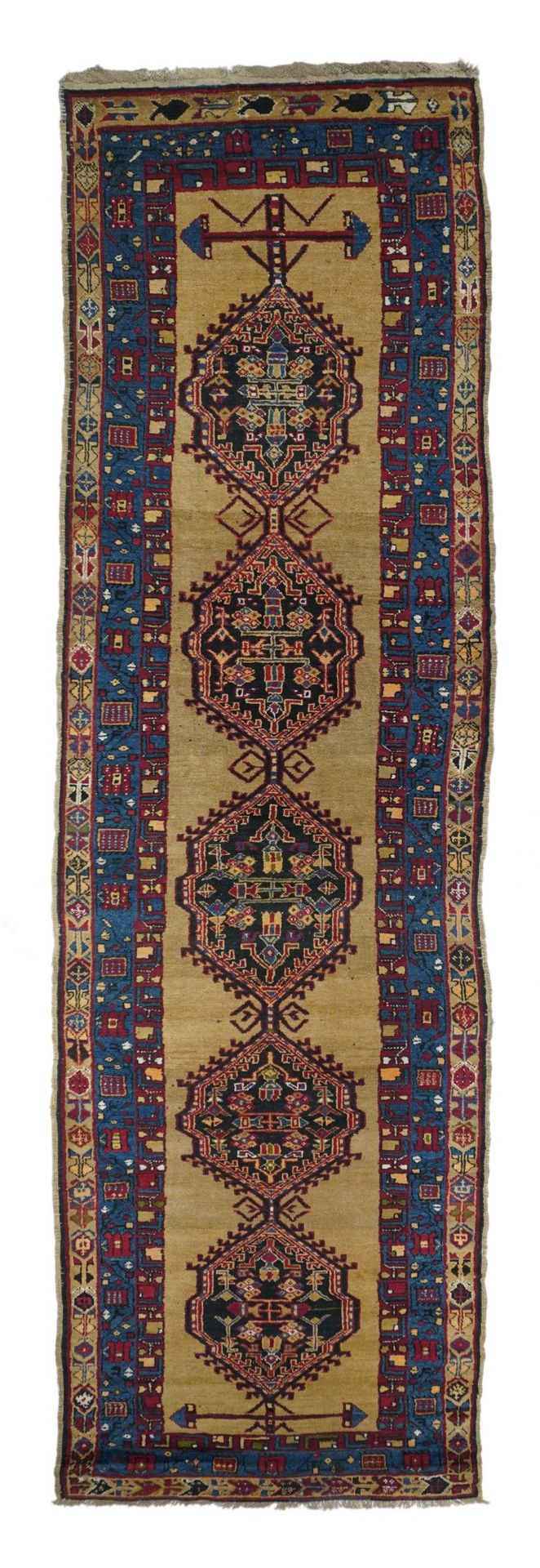 Null 古董Bakhshaish地毯，3'6" x 14'3" ( 1.07 x 4.34 M )