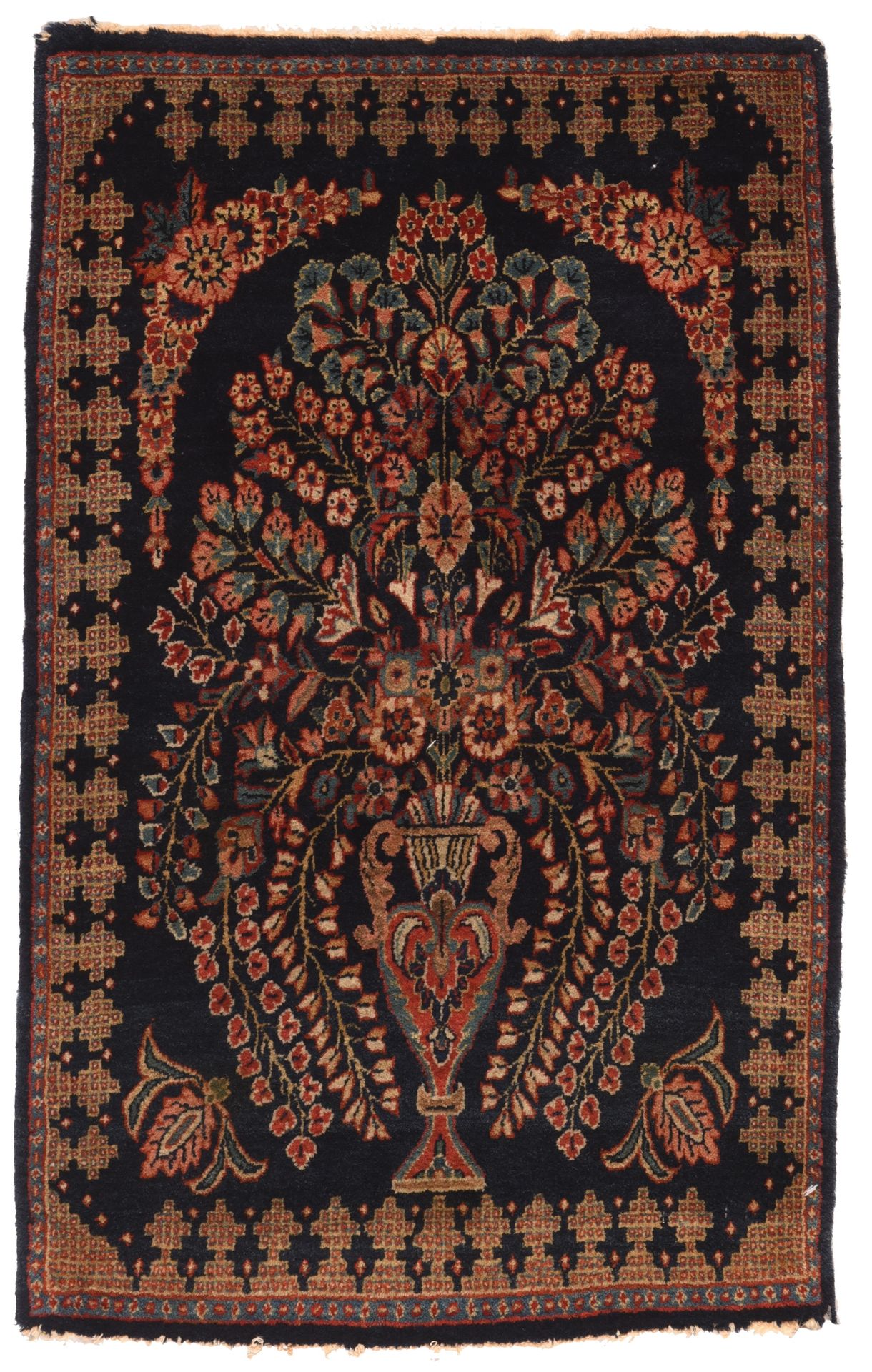 Null Vintage Kashan Teppich, 1'9" x 2'10" ( 0.53 x 0.86 M )