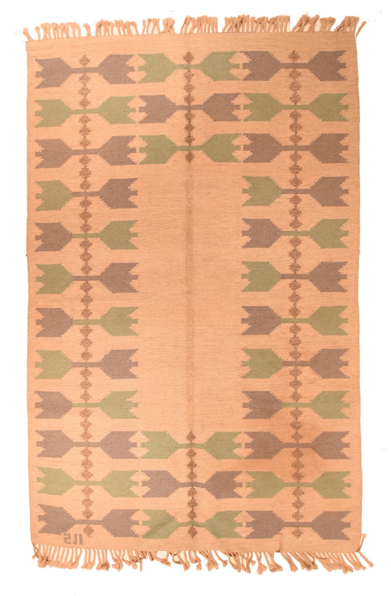 Null 复古瑞典基里姆地毯，5'2'' x 8'0'' ( 1.57 x 2.44 M )