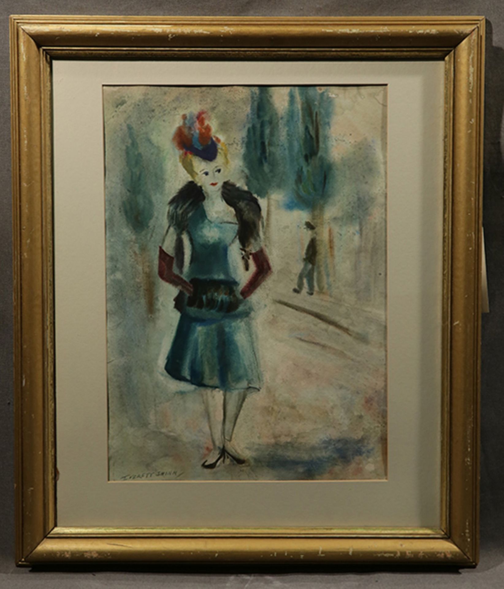 Null Aquarell auf Papier Everett Shinn