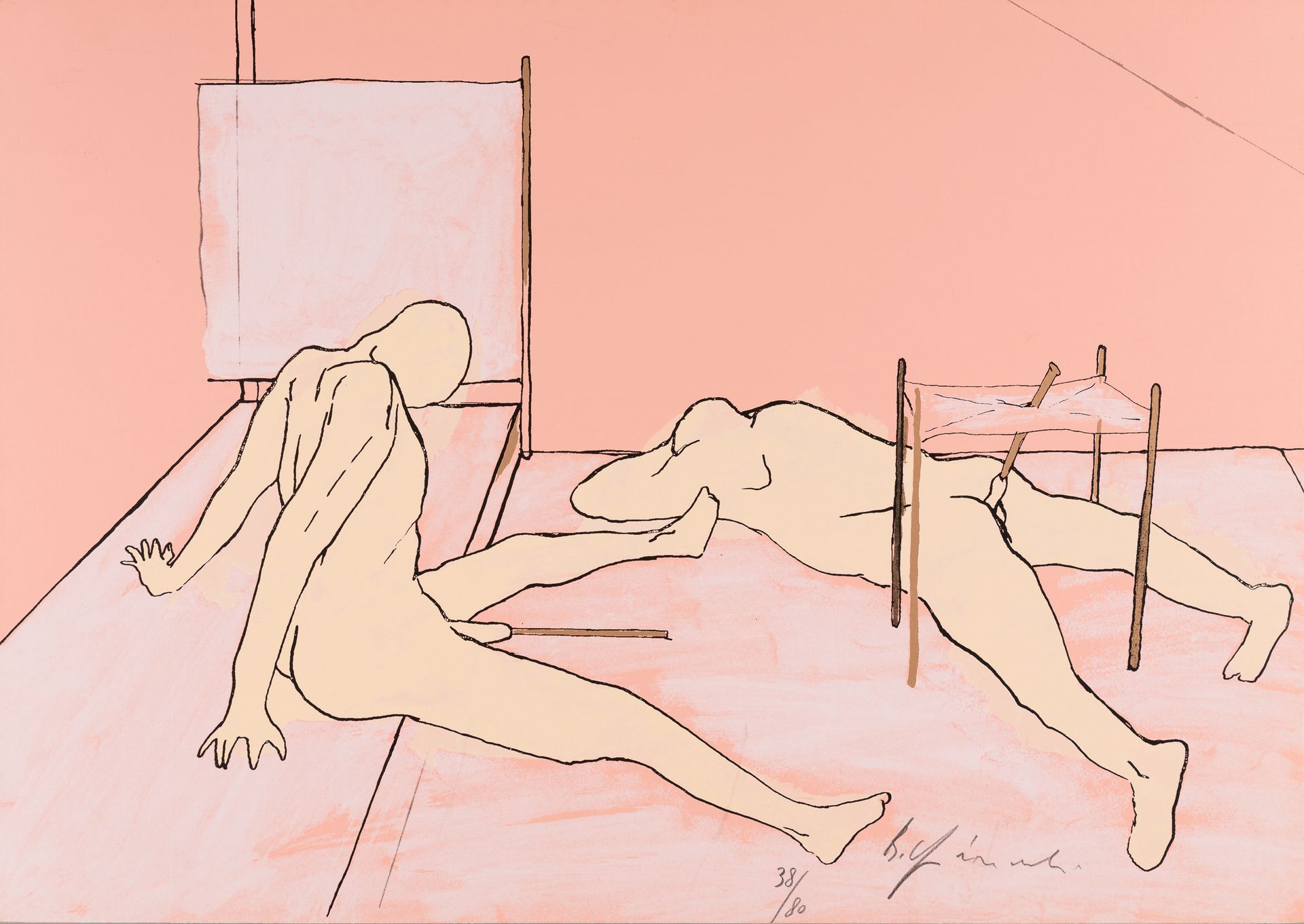 Gironcoli, Bruno 无题1969
纸上彩色丝网版画
右下方有签名和编号：38/80
34 x 48 cm