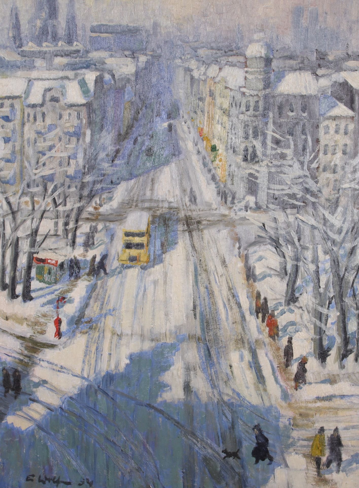 Wolf, Elisabeth 冬季的柏林街景，1934年
硬纸板上的油画
左下方有签名
61.5 x 46.5厘米
带框，原框
伊丽莎白-沃尔夫是洛维斯-科林&hellip;
