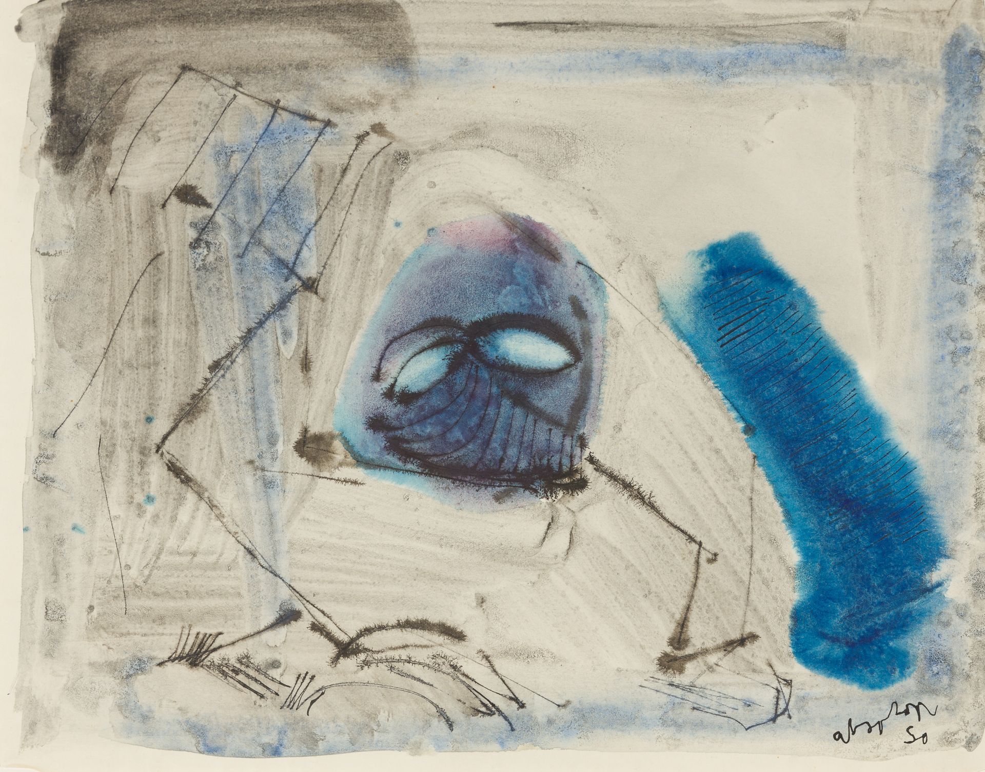 Absolon, Kurt 眼睛的光，1950年
纸上水墨和水彩画
右下方有签名和日期
未打开的装裱：20,5 x 26 cm
有框架的
在《眼睛的光》中，库尔&hellip;
