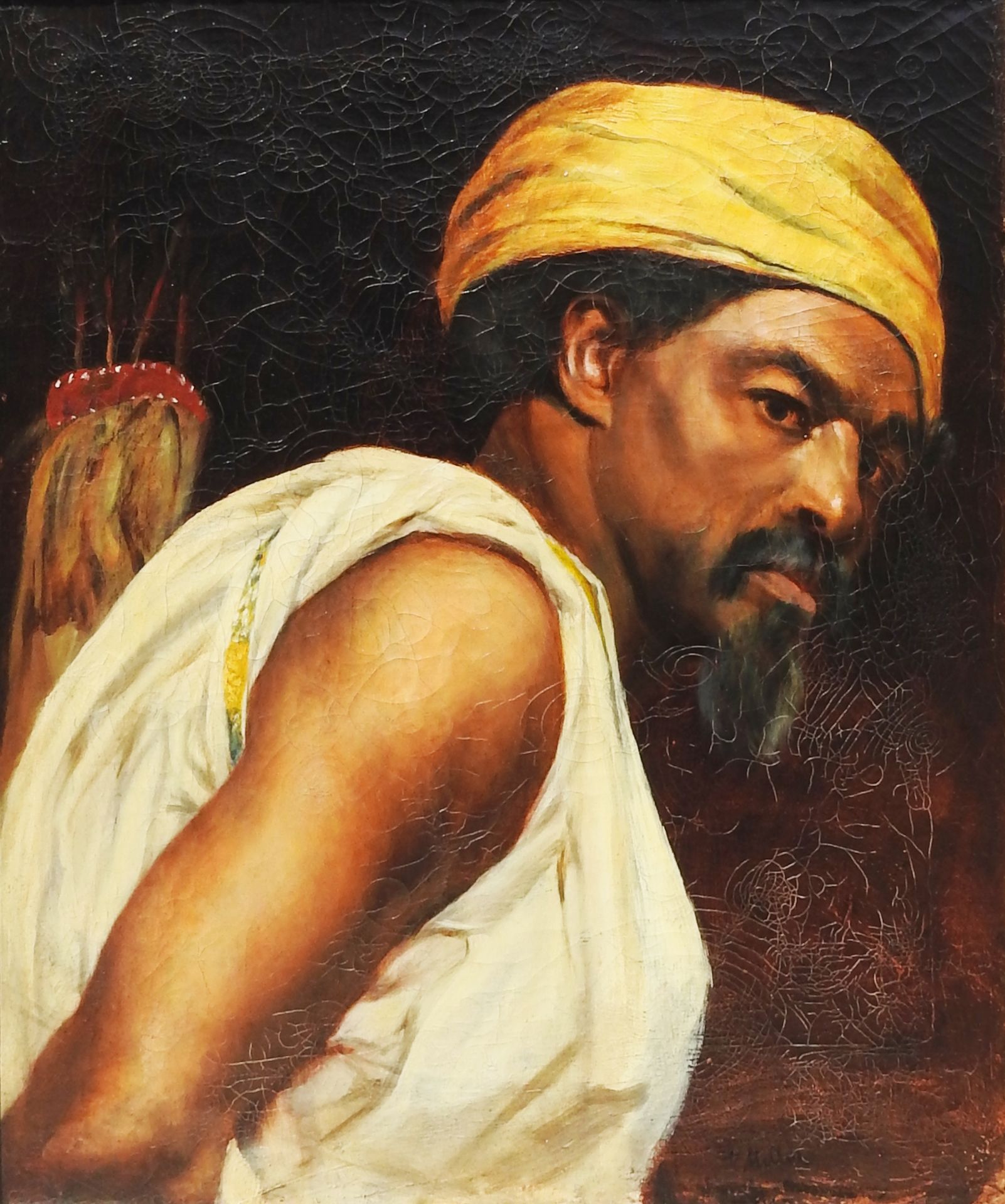 Kraftvolles Portrait eines Arabers Huile/toile. Puissant portrait d'un homme en &hellip;