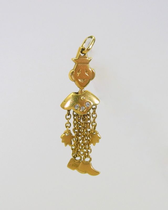 Kleiner Harlekin-Anhänger 18 K gold. Harlequin pendant with 3 small diamonds on &hellip;