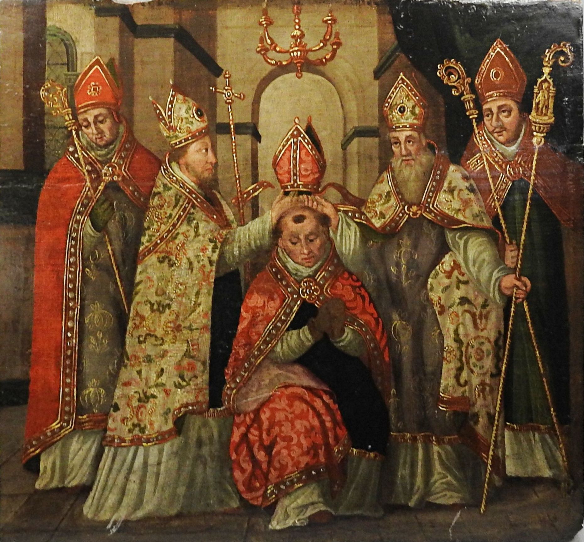 Krönung von Papst Martin V. Beim Konstanzer Konzil Huile/bois. Le panneau montre&hellip;