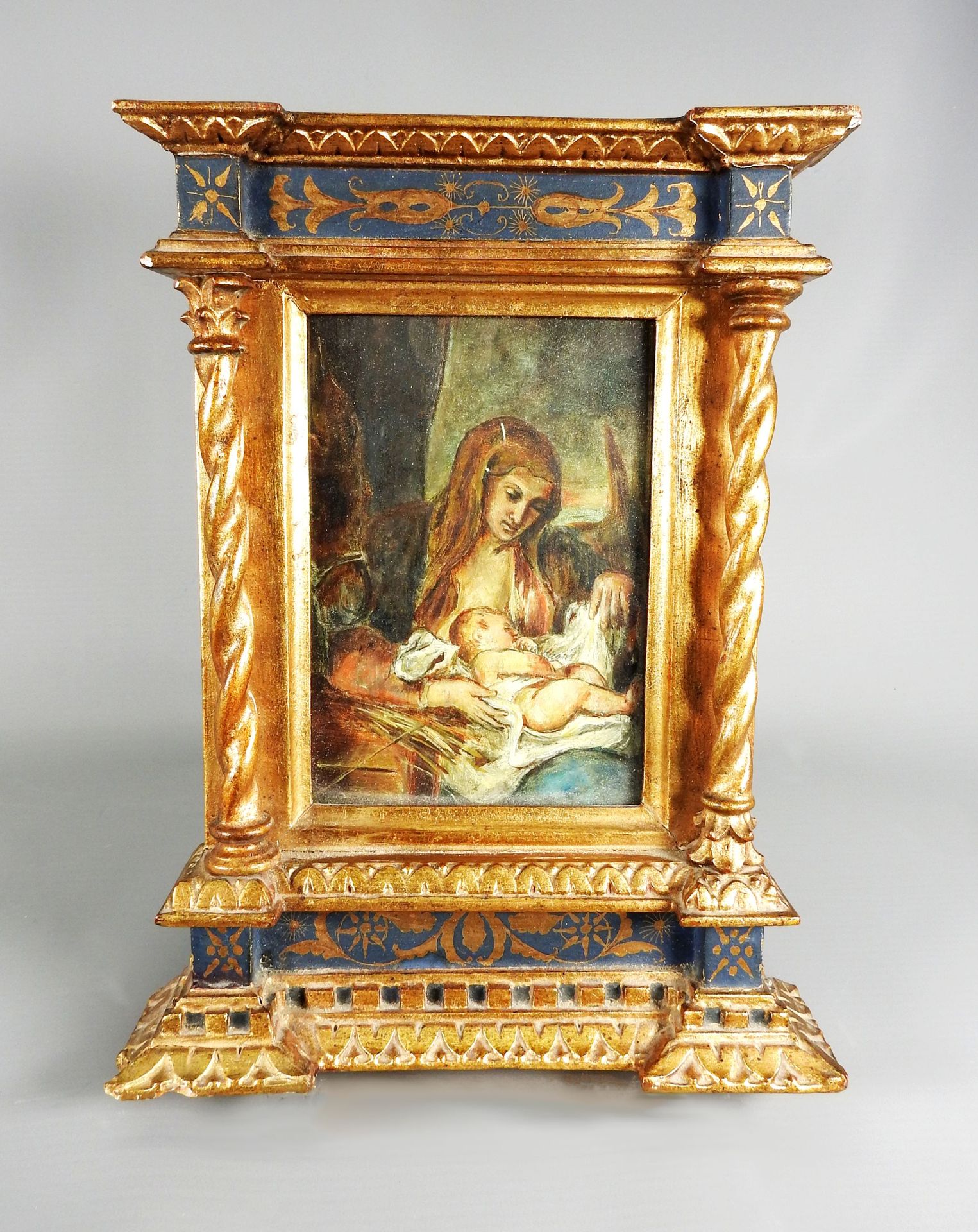 Maria mit dem Jesuskind Olio/legno. Maria con Gesù bambino, avvolto in fasce, ac&hellip;