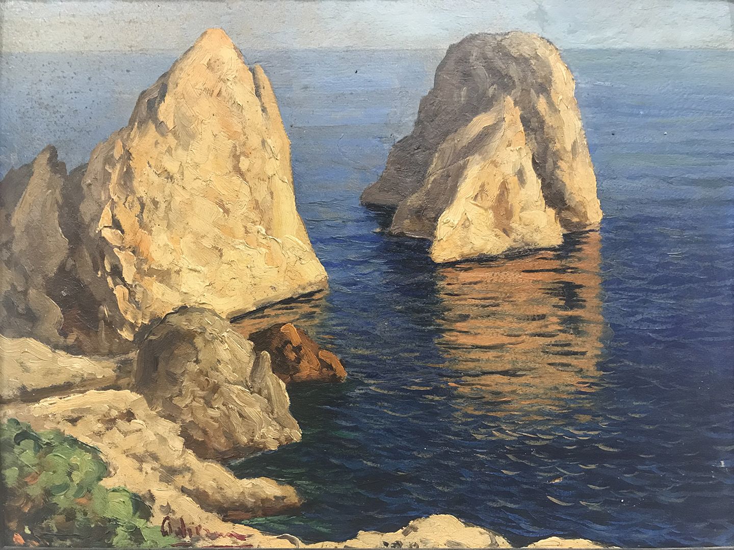 Odierna Guido (Capri, NA 1913 - 1991) Faraglioni
板上油彩
签名：左下方
尺寸：cm 20,5 x 27
