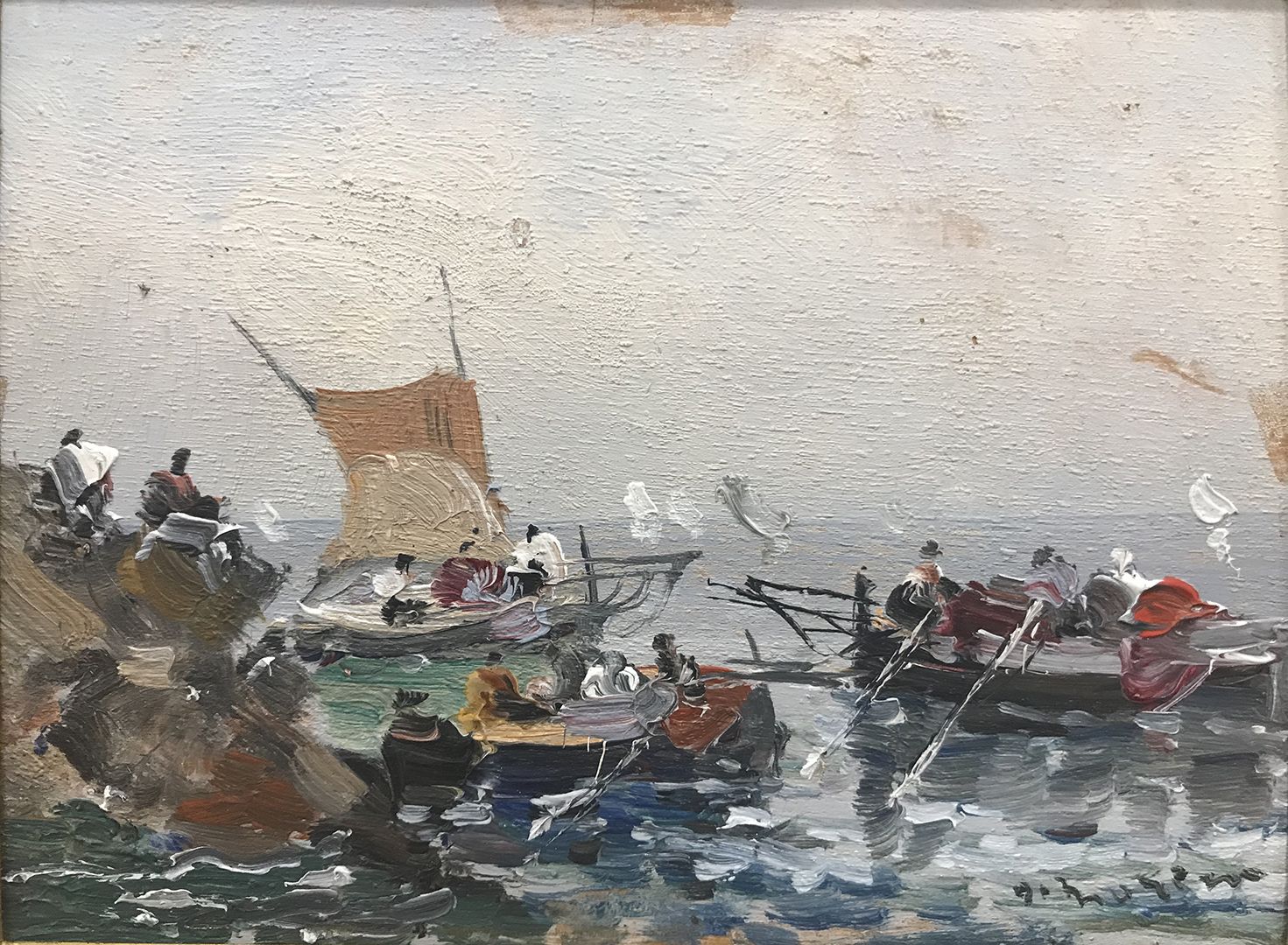 Di Marino Francesco (Napoli 1892 - 1954) 帆船赛
板上油画
签名：右下角
尺寸：cm 12 x 15,5