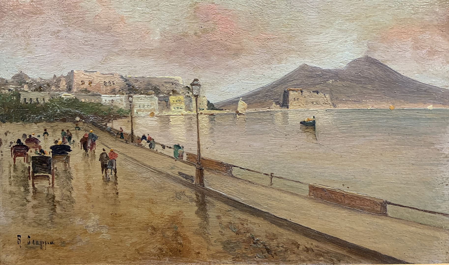 Scoppa Radames (Napoli 1877 - 1957) 那不勒斯的景色
板上油画
签名：左下角
尺寸：cm 13 x 20