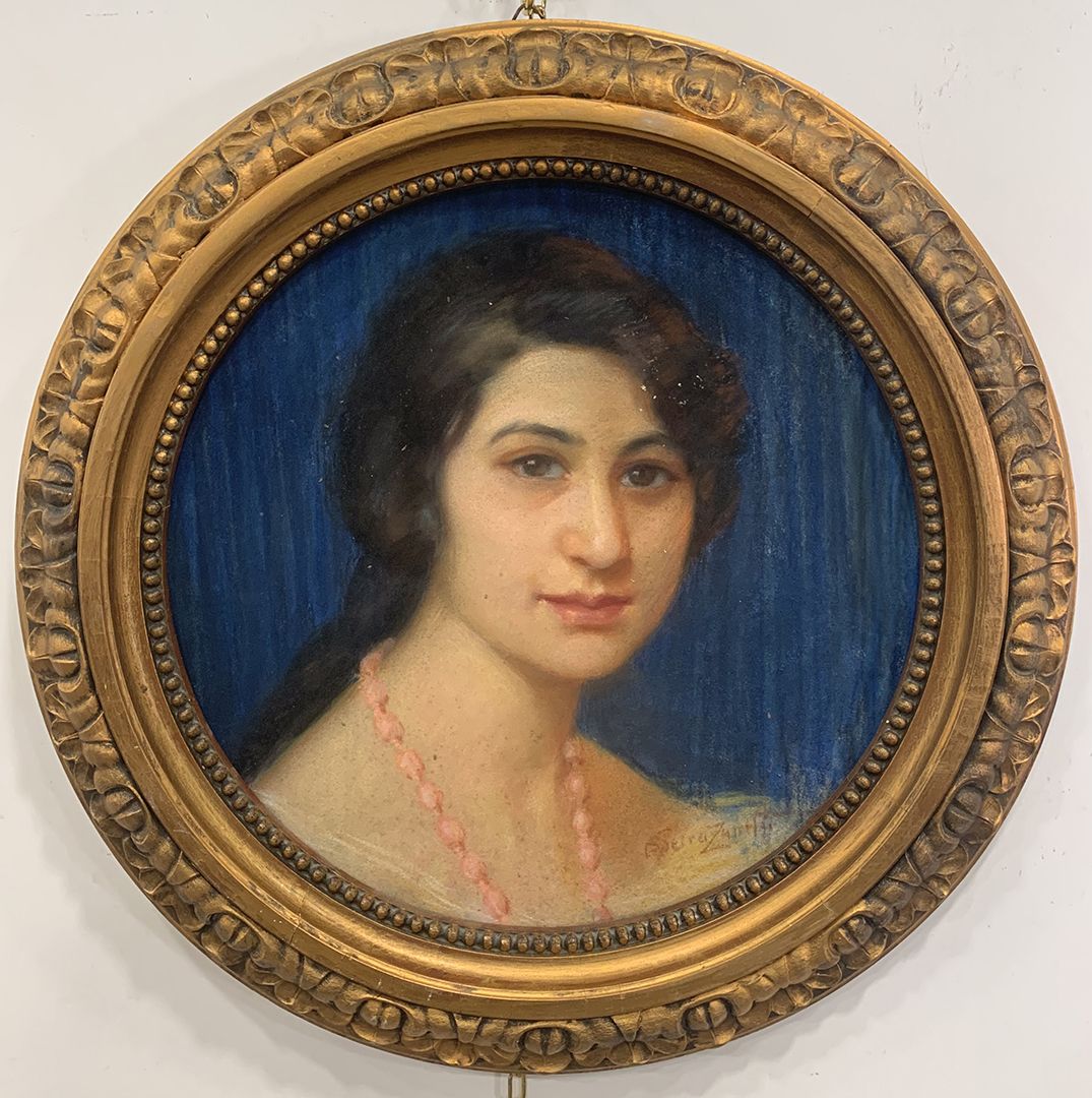Zanetti Paola Serra (Budrio, BO 1886 - 1963) 女性形象
油性铅笔在纸板上
签名：右下方
尺寸：直径39厘米