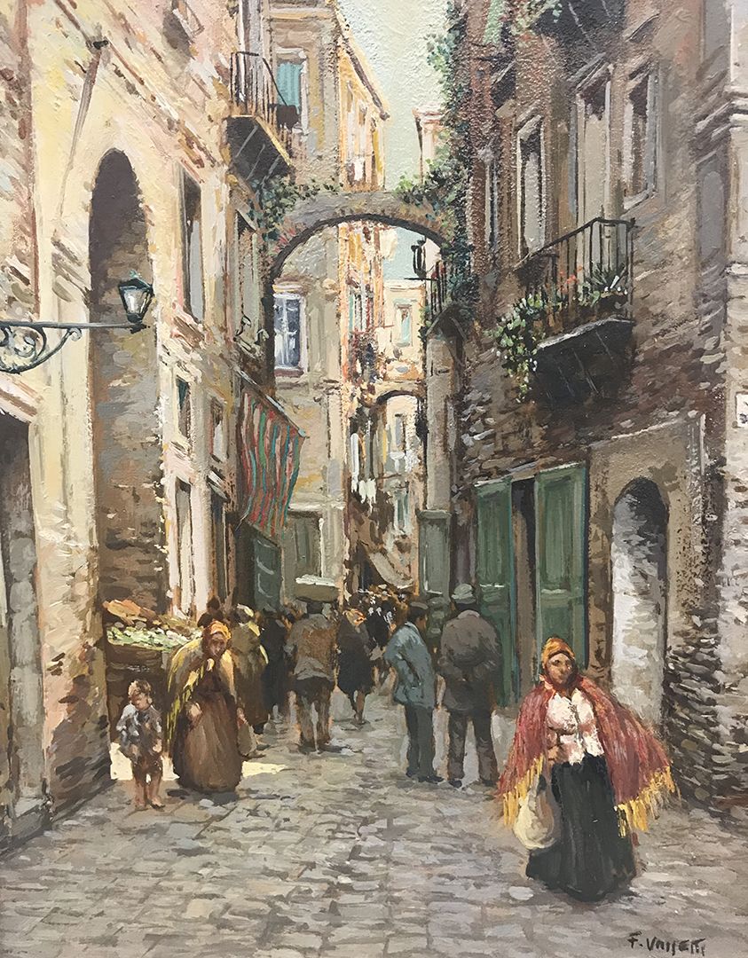 Vassetti Francesco (Napoli 1936 - 2020) Strada di Napoli
板面油画
签名：右下方
尺寸：cm 25 x &hellip;