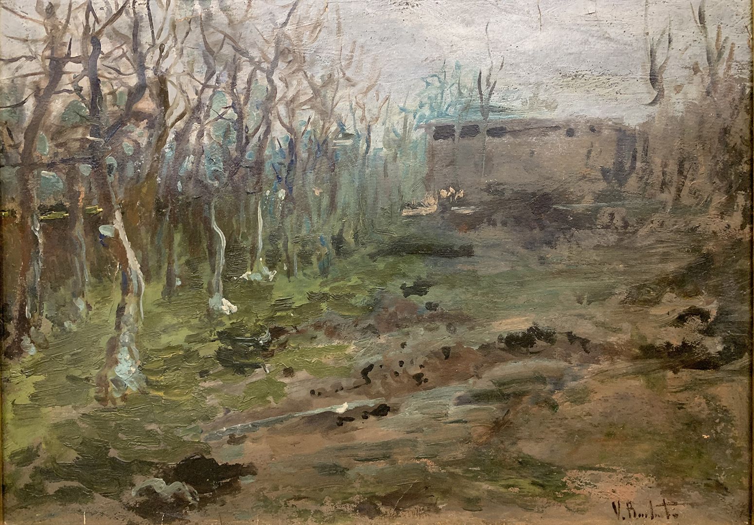 Barbato Vincenzo (Gragnano, NA 1886 - Napoli 1968) 风景
纸上油画
签名：右下方
尺寸：cm 25 x 35