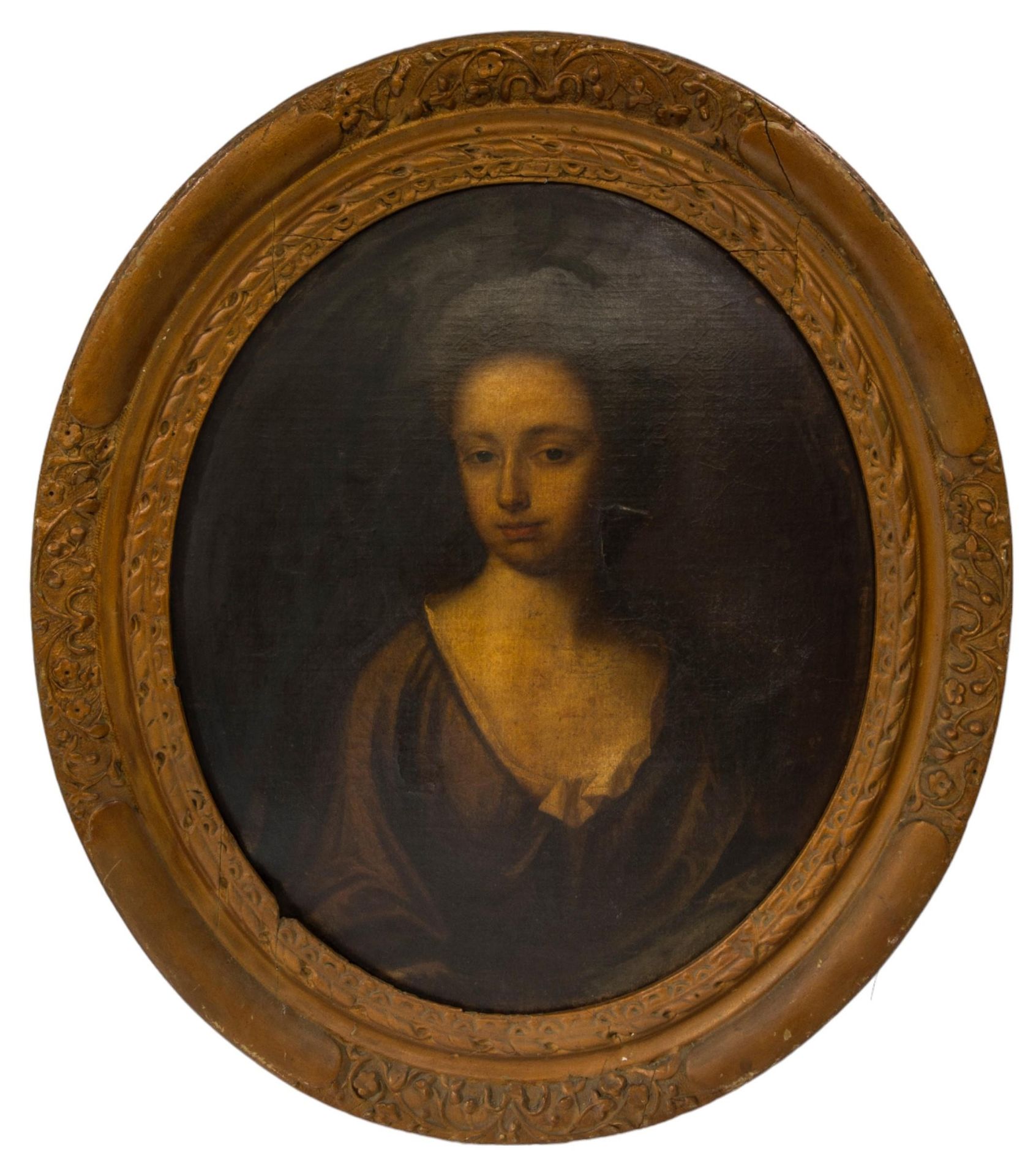 Null 一幅 REGENCY 肖像油画，画中的少女身着优雅的晚礼服，装裱在一个椭圆形画框中 74 x 60 厘米