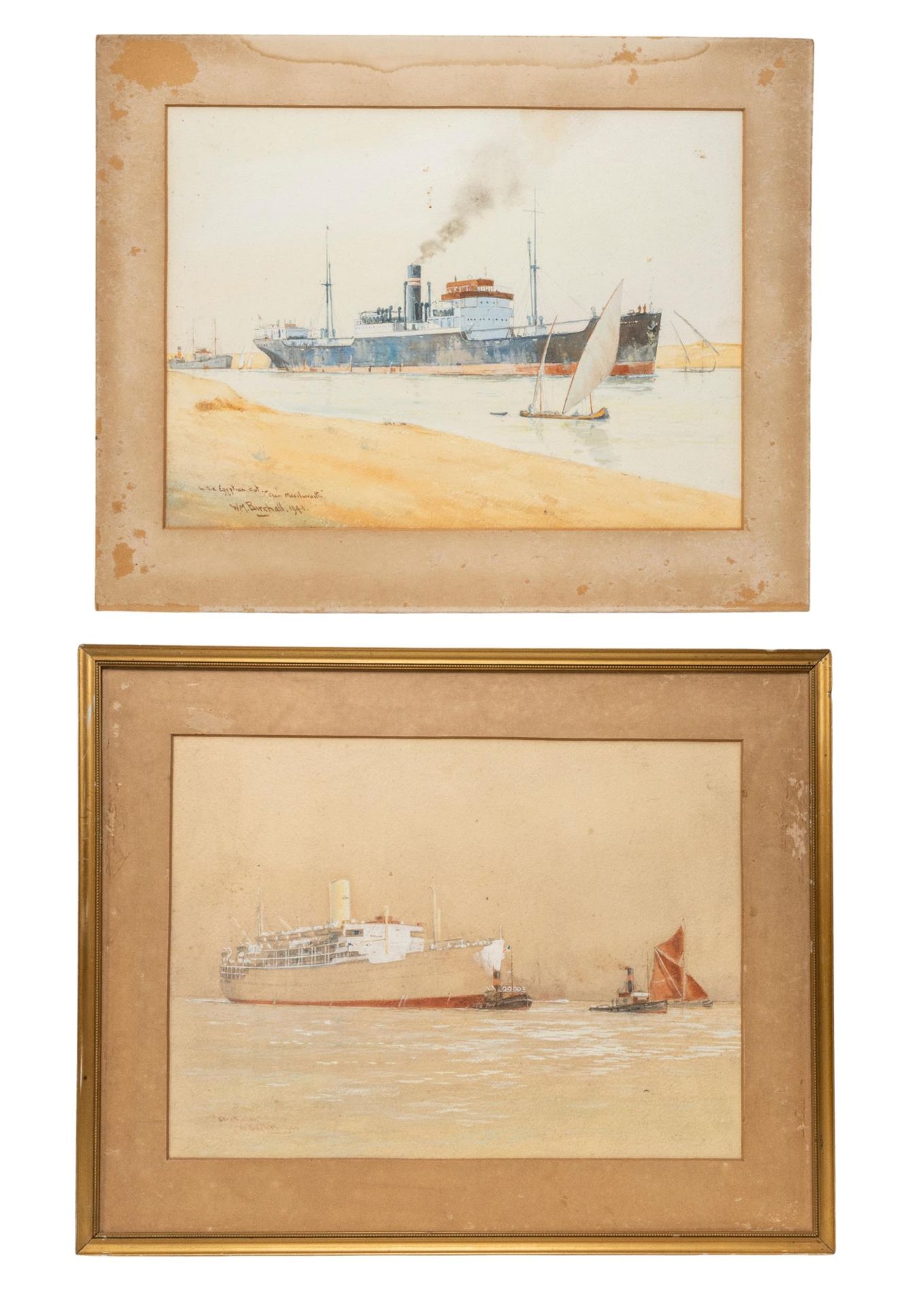 Null 威廉-明夏尔-比彻尔（1884-1941 年）两幅水彩画，题为 "In the Egyptian cut Clan Macilwraith"（已签名并&hellip;