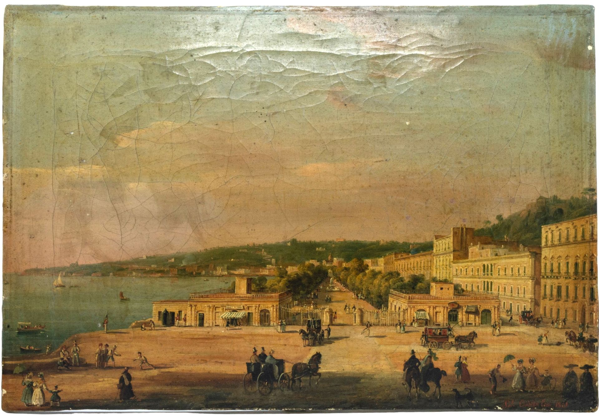 Null 萨尔瓦托雷-坎迪多（SALVATORE CANDIDO）（1823-1869 年）油画《新波利塔场景》，描绘了一座熙熙攘攘的 Comunale 别墅，&hellip;