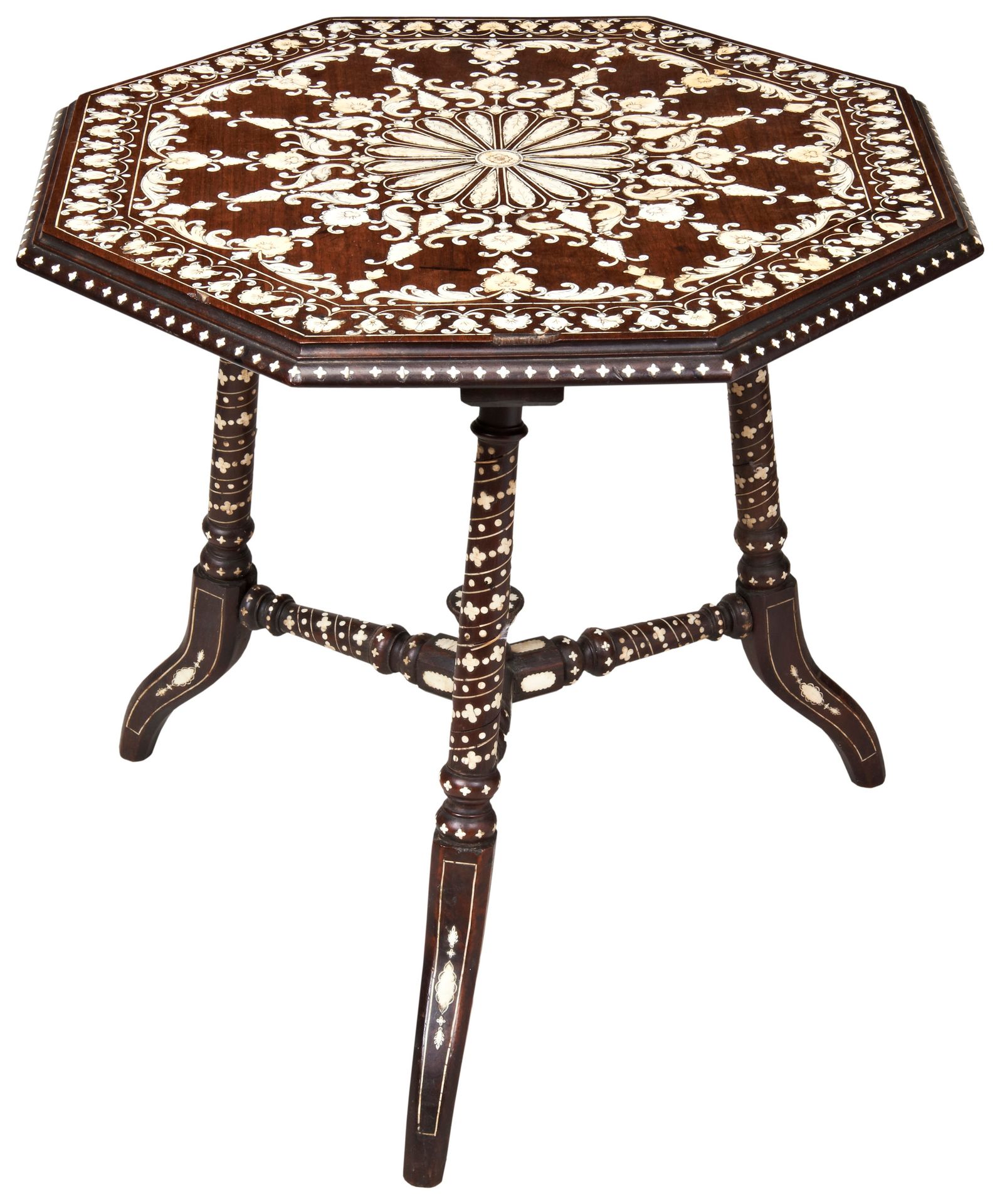 Null AN ANGLO-INDIAN IVORY INLAID OCCASIONAL TABLE 19TH CENTURY the octagonal to&hellip;