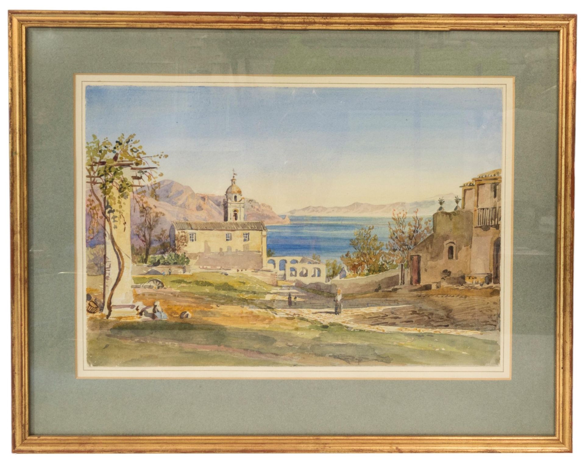 Null 奥古斯都-约翰-库特伯特-哈尔（1834-1903）《在陶尔米娜》（1879 年），水彩画/纸，上釉并装裱，画廊标签背面 27.5 x 40 厘米