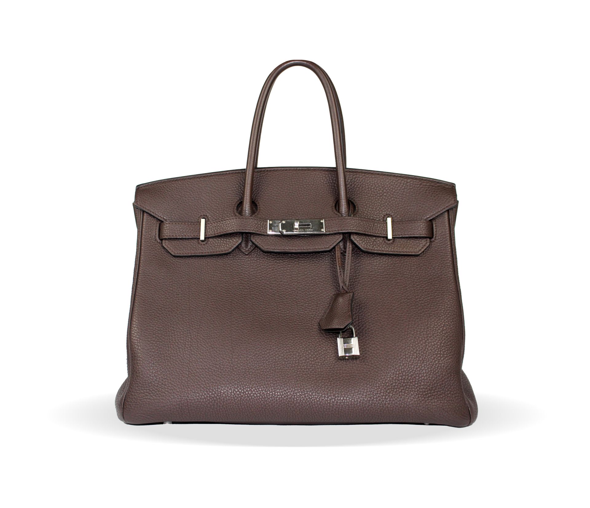 Hermès Magnifique sac à main Hermès modèle Birkin 35 en cuir togo marron, garnit&hellip;