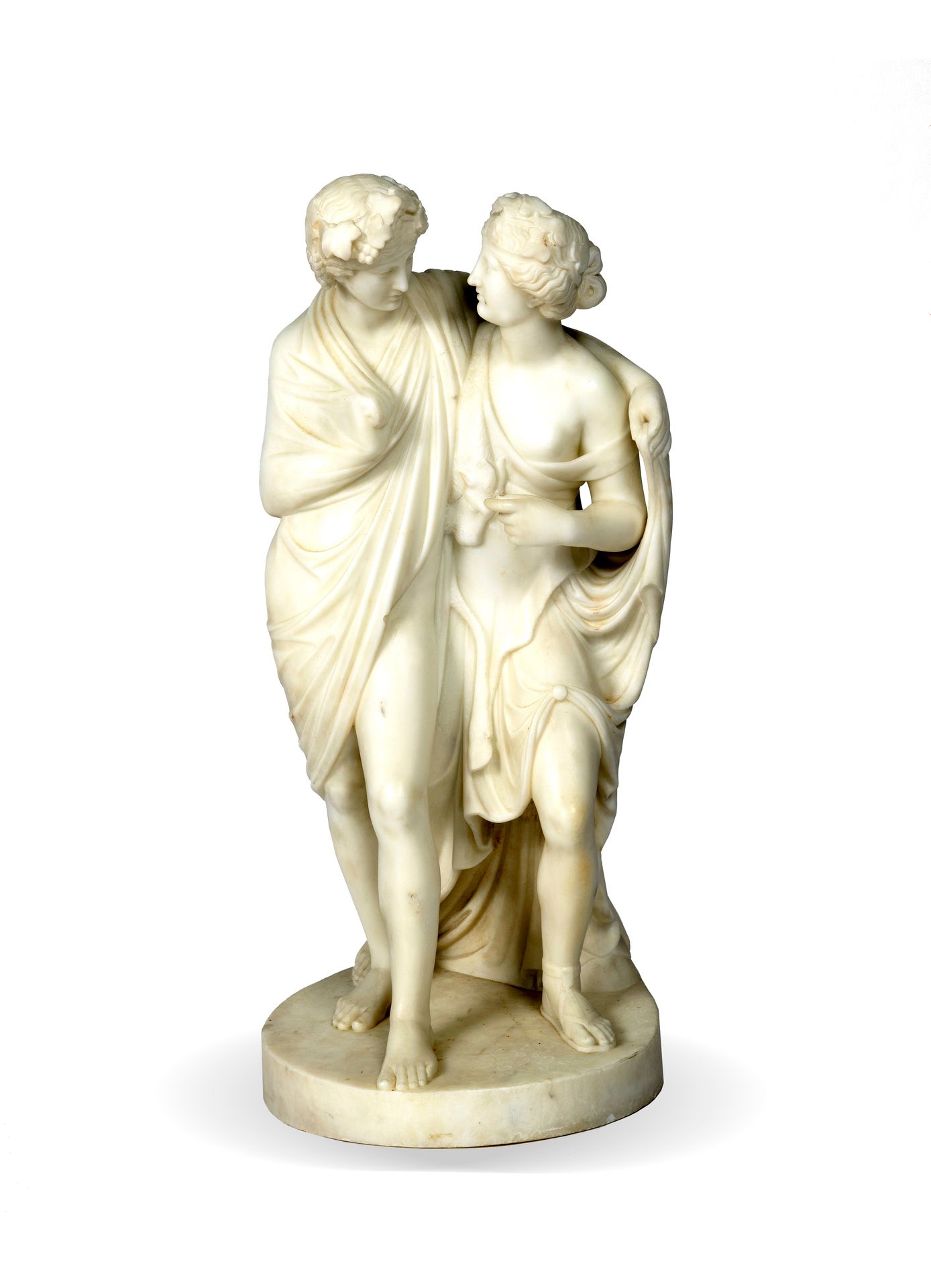 Null Sculpture en marbre de Carrare finement réalisée représentant un homme et u&hellip;