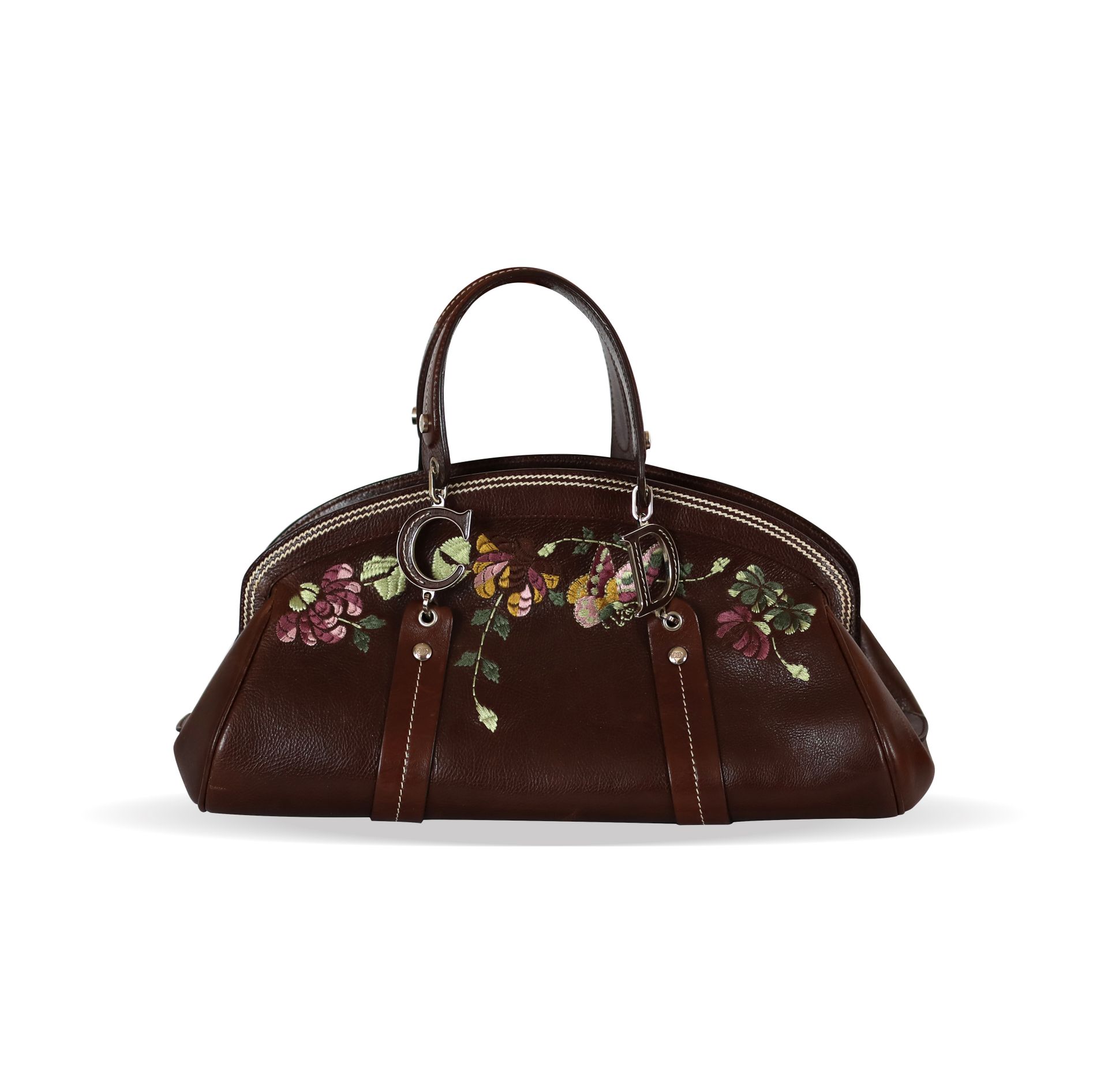 Christian Dior Vintage sac Christian Dior en cuir marron à arabesque florale pré&hellip;