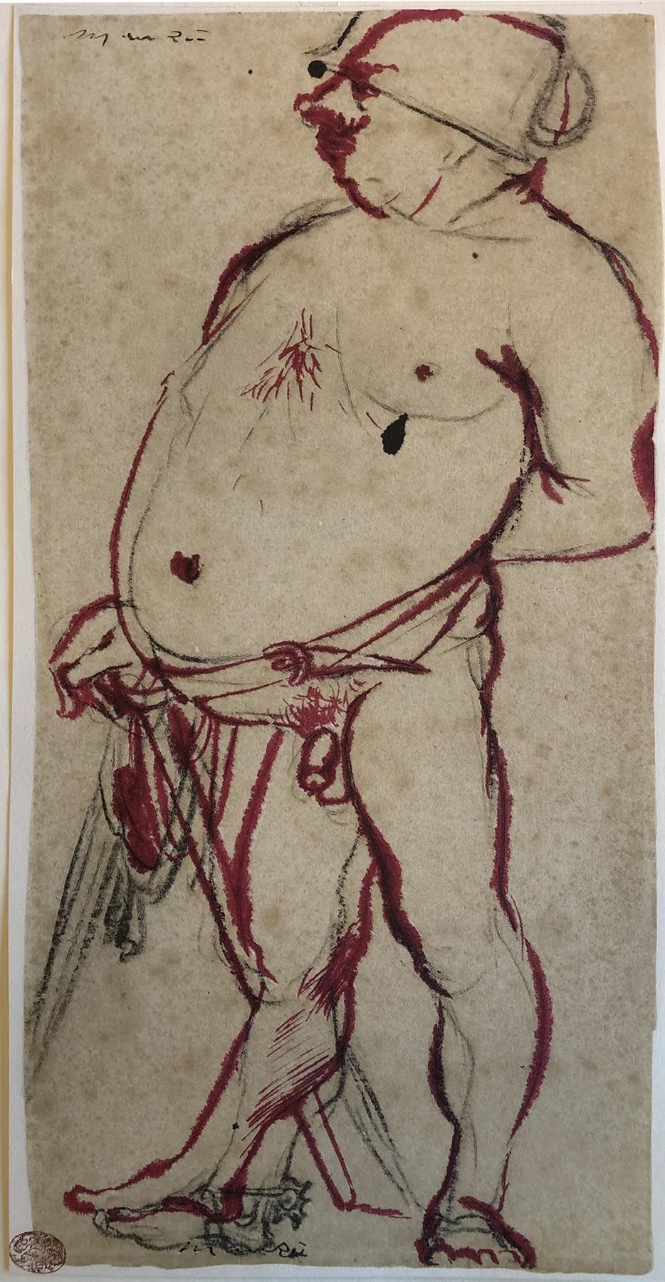 GIACOMO MANZÙ (Bergamo 1908 - Aprilia 1991) 男性裸体

多张纸上，左下方有Einaudi印章

34x18厘米