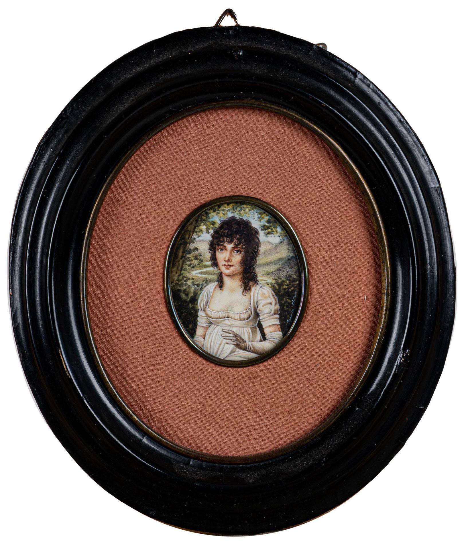 Null Miniatura sobre marfil con retrato de una dama


Siglo XIX


19x17 cm con m&hellip;