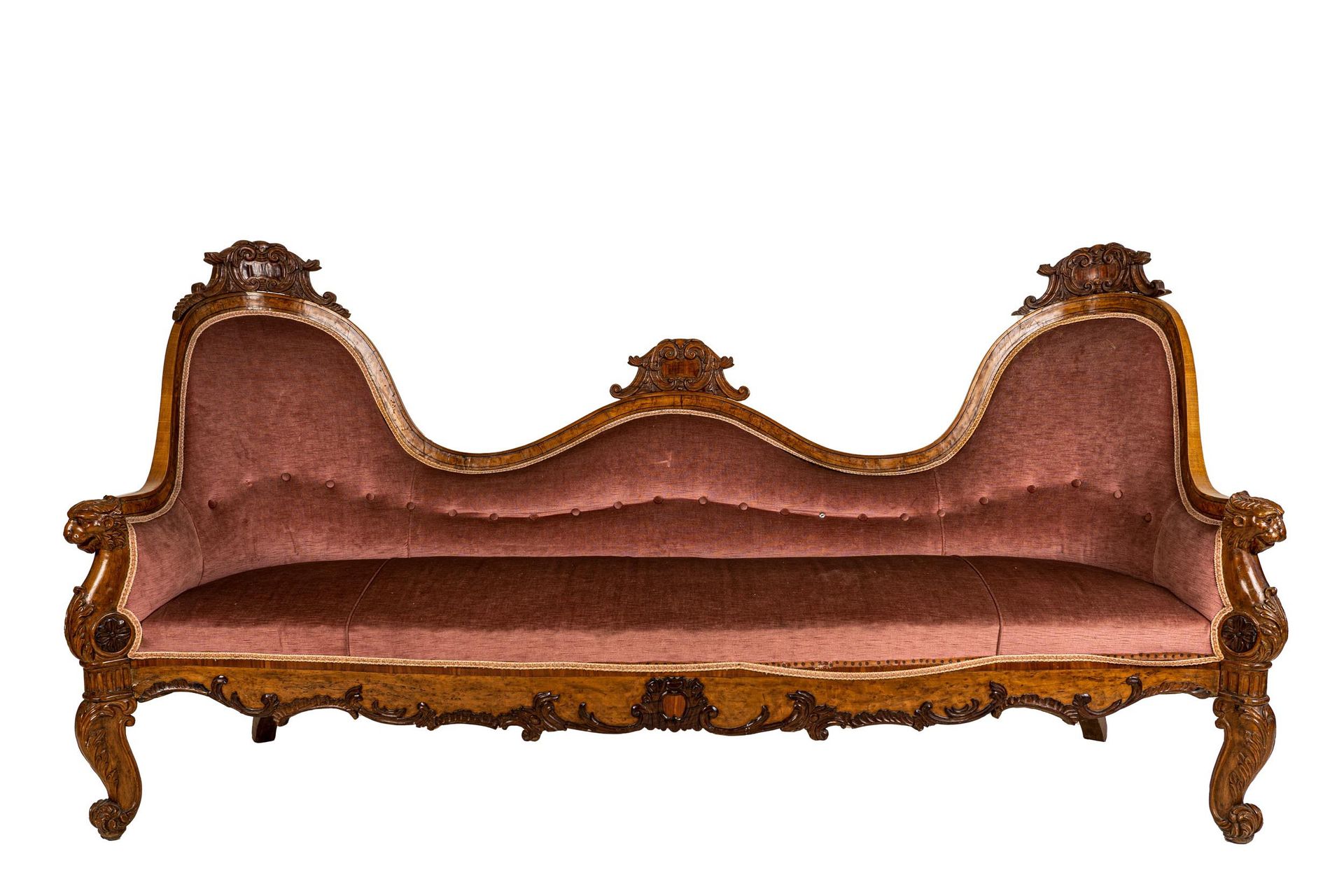Null 沙发


19世纪末


胡桃木雕刻，粉色天鹅绒覆盖


长度 cm 230