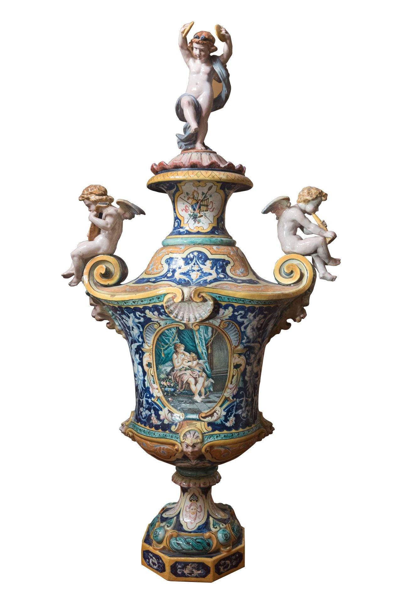 Null Grand vase amphore, fabrication de Florence Jafet Torelli (1874-1898) 

En &hellip;